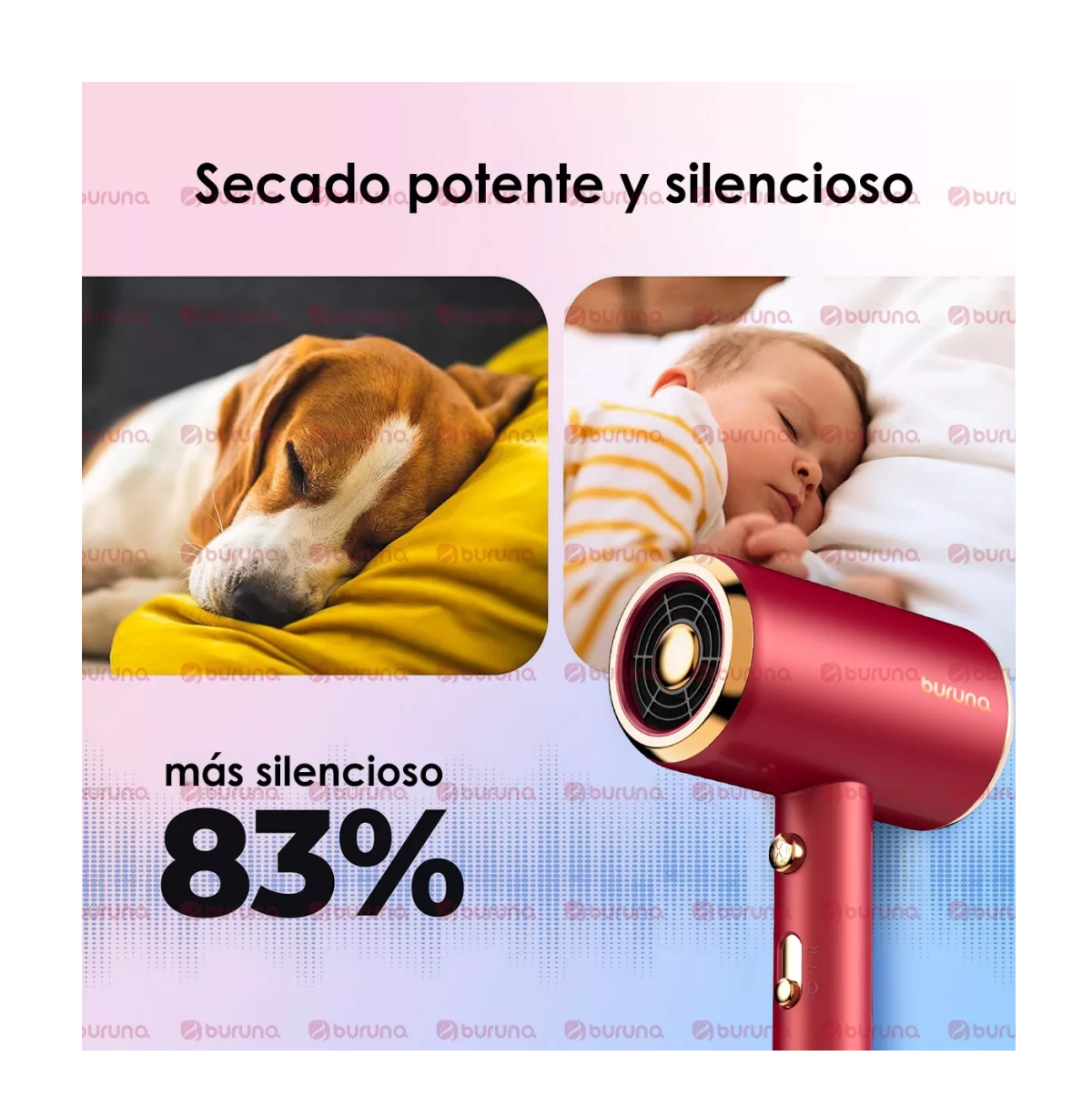Foto 6 pulgar | Secadora para Cabello Buruna con Difusor 2000 w Roja