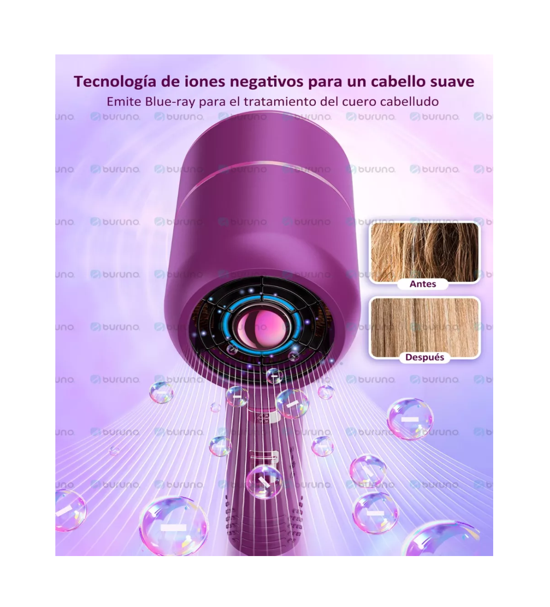 Foto 4 pulgar | Secadora Para Cabello con Difusor 1800 W Morada
