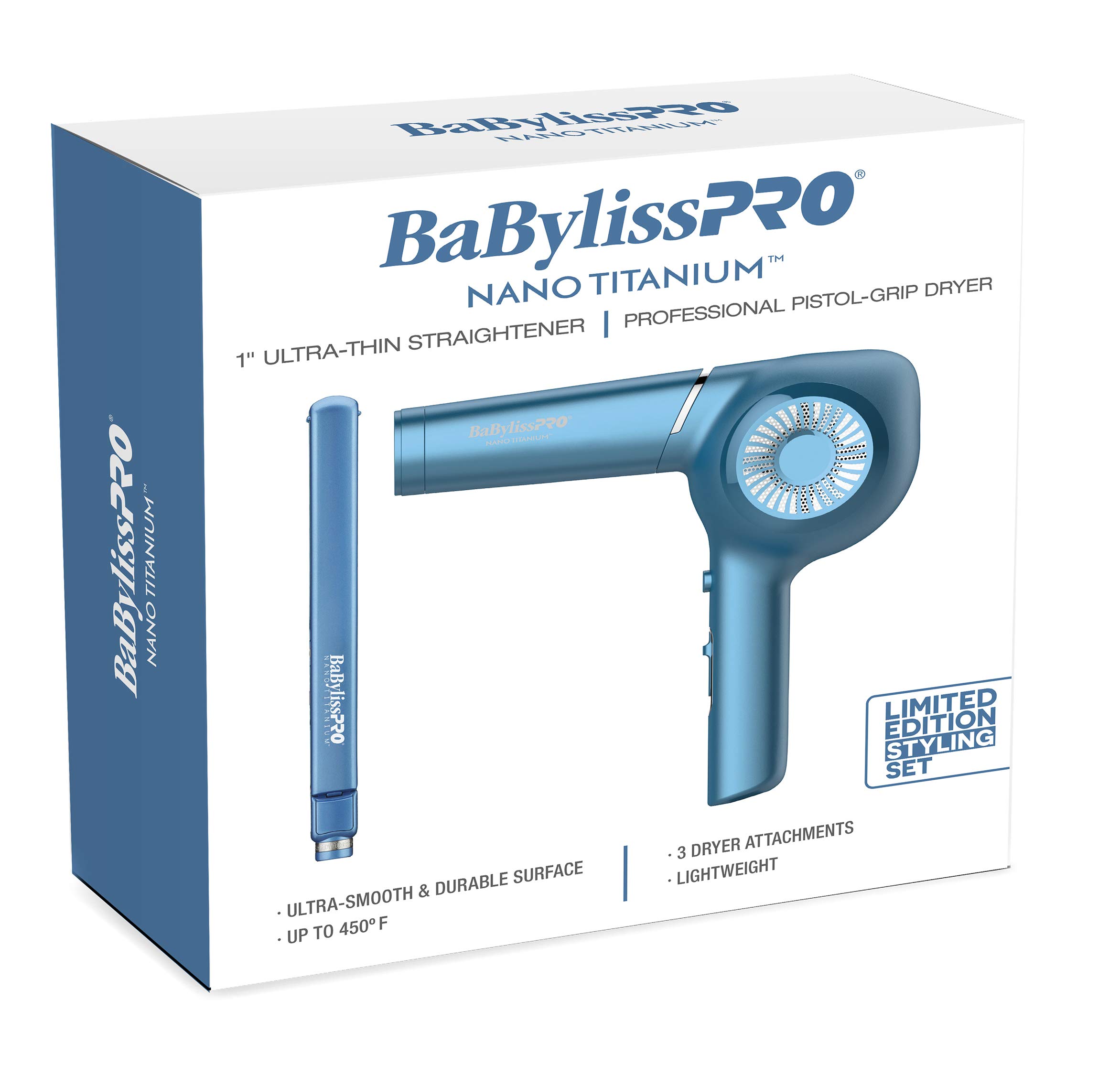 Set de Secador de Pelo y Plancha Alisadora Babylisspro Nano Titanium - Venta Internacional