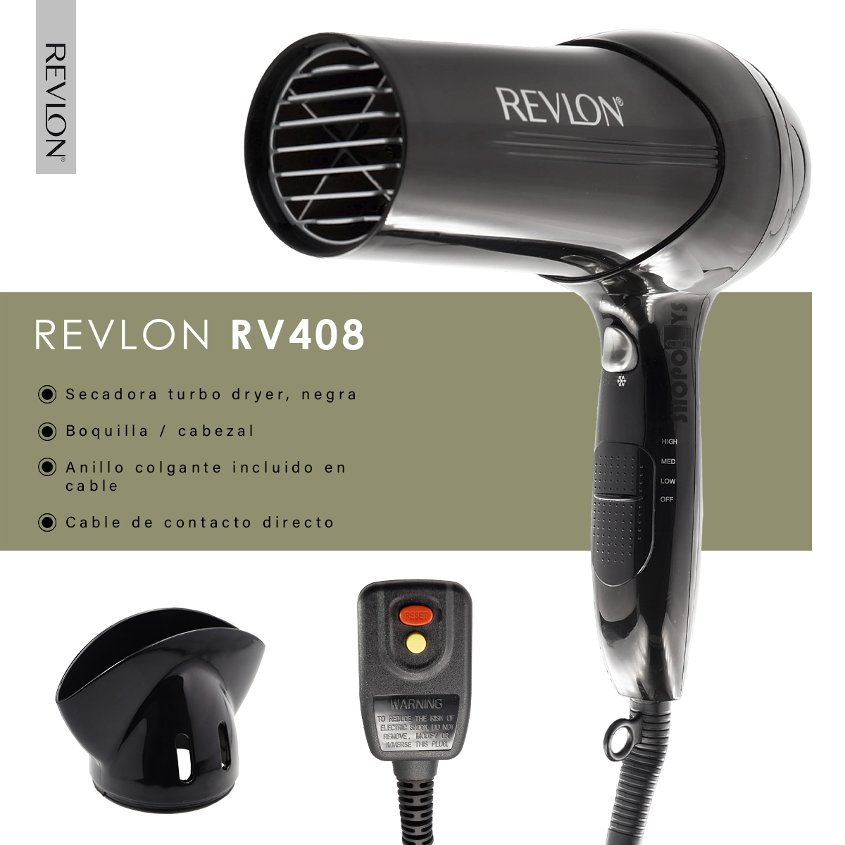 Foto 4 pulgar | Secadora Revlon Secado Rapido Con Concentrador Semi Profesional Alambrica