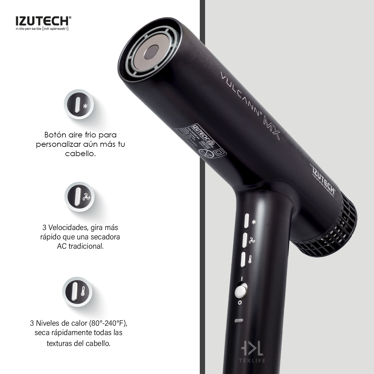 Foto 4 pulgar | Secadora Izutech Vulcann Mx Original 1875w Profesional