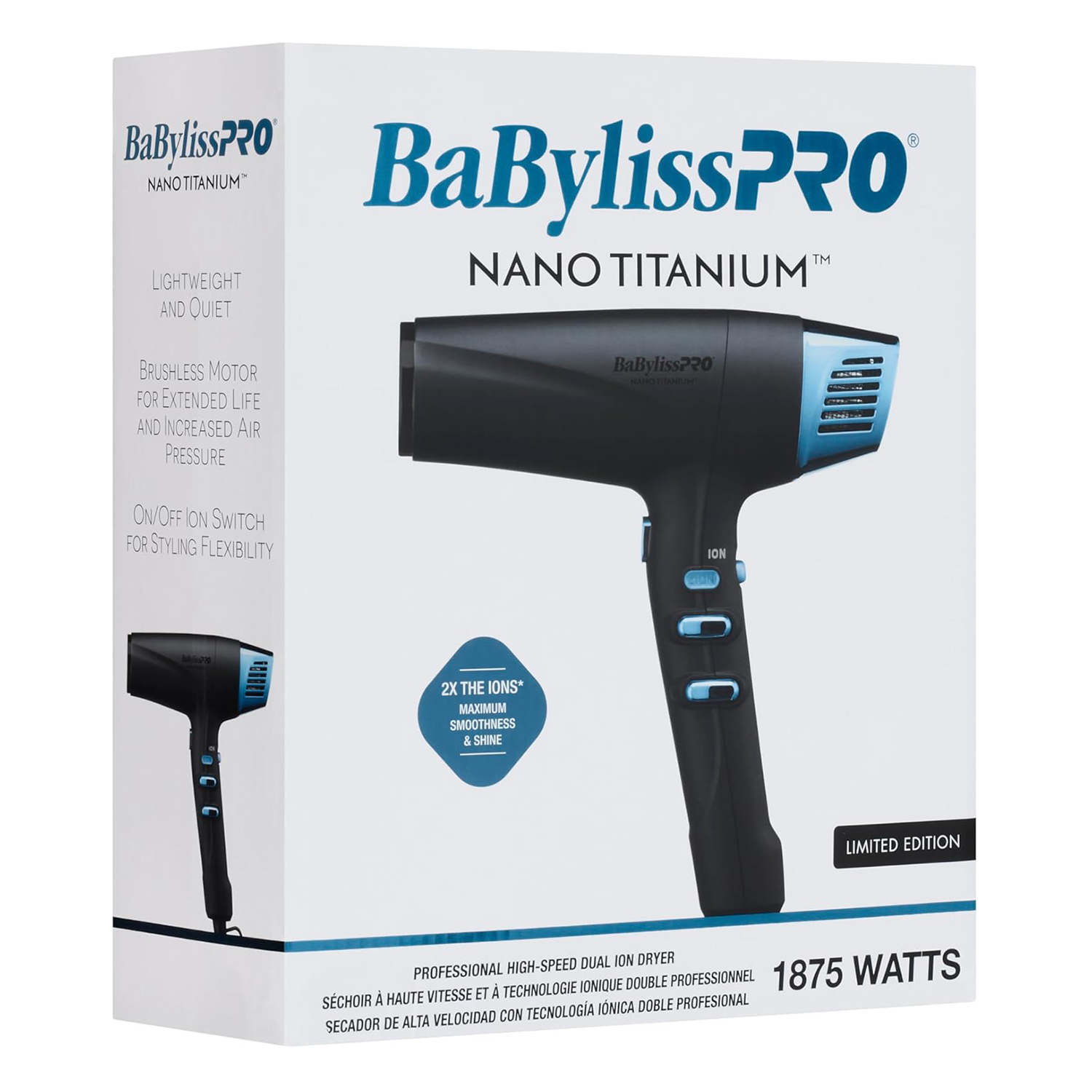 Foto 5 pulgar | Secadora Babyliss Negro 3 Vel Nanotitanium 1600w Bntmb9100es