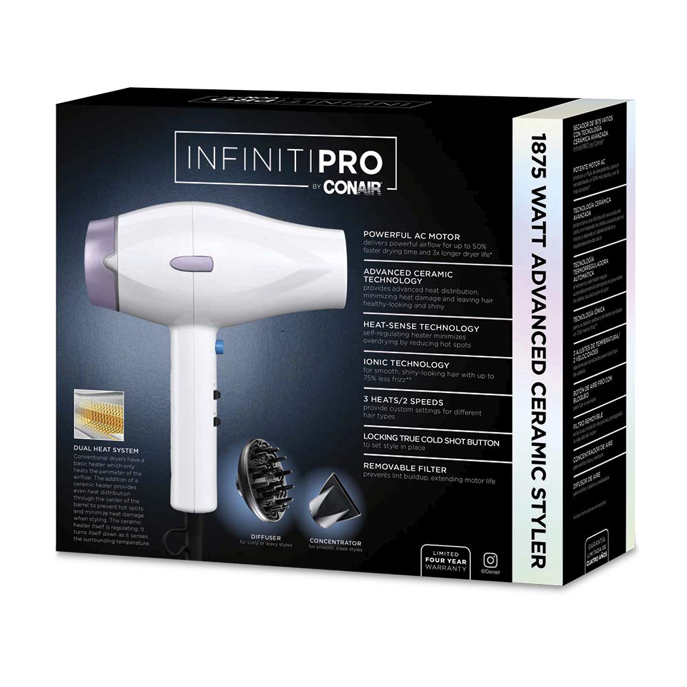 Foto 8 pulgar | Secador De Pelo Conair Infinitipro 1875w Advanced Ceramic - Venta Internacional.