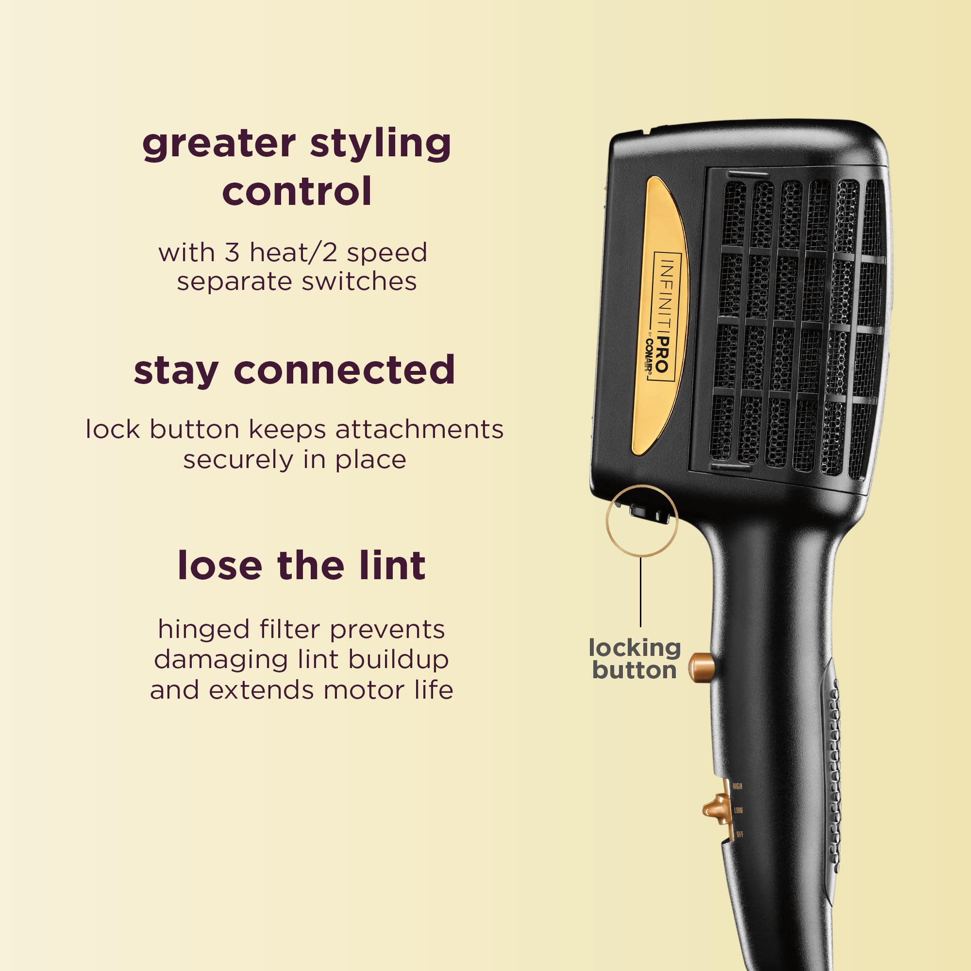 Foto 5 pulgar | Secador de Pelo Infinitipro Conair 3 En 1 1875 Watts con 3 Accesorios - Venta Internacional