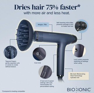 Foto 2 | Secador De Pelo Bio Ionic Smart-x De Alta Eficiencia Con Difusor Azul - Venta Internacional.