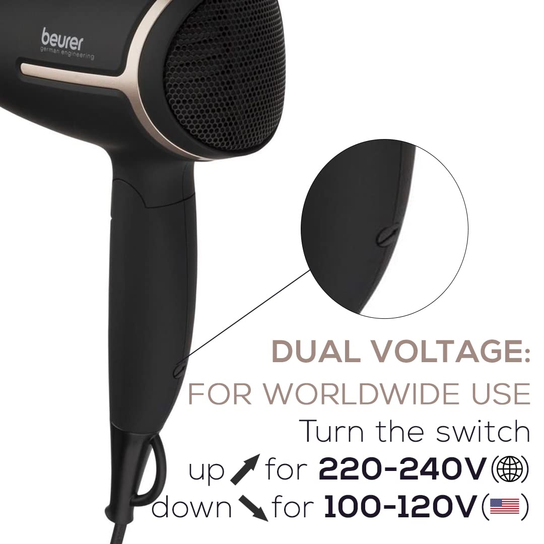 Foto 4 pulgar | Secador De Pelo Beurer Hc25 Ionic 1600 W Anti Frizz Travel Negro/rosa - Venta Internacional.