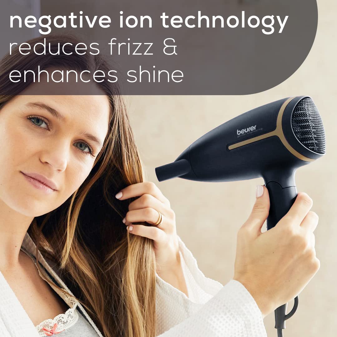 Foto 5 pulgar | Secador De Pelo Beurer Hc25 Ionic 1600 W Anti Frizz Travel Negro/rosa - Venta Internacional.