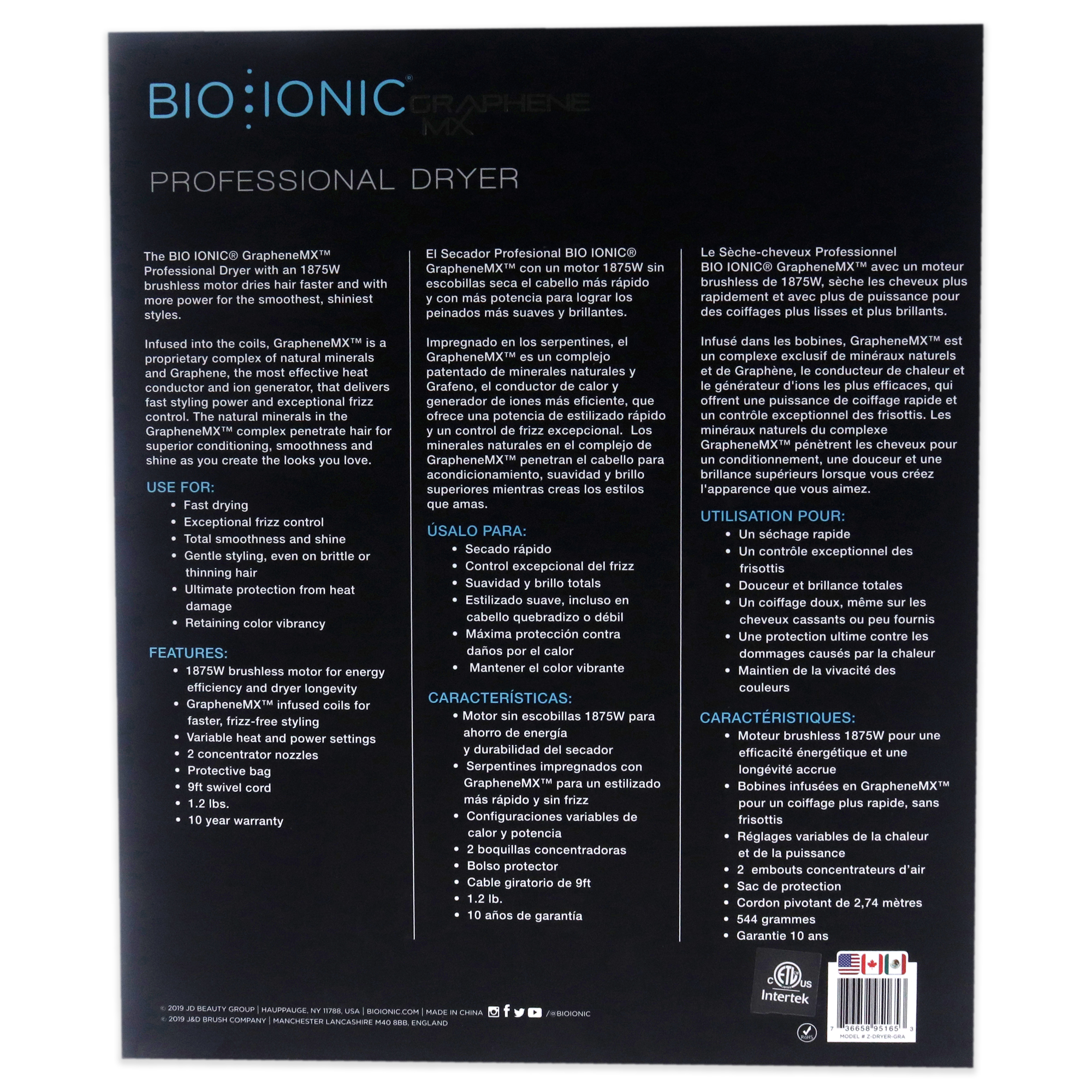 Foto 5 | Secador De Pelo Bio Ionic Graphene Mx Professional Para Mujer - Venta Internacional.