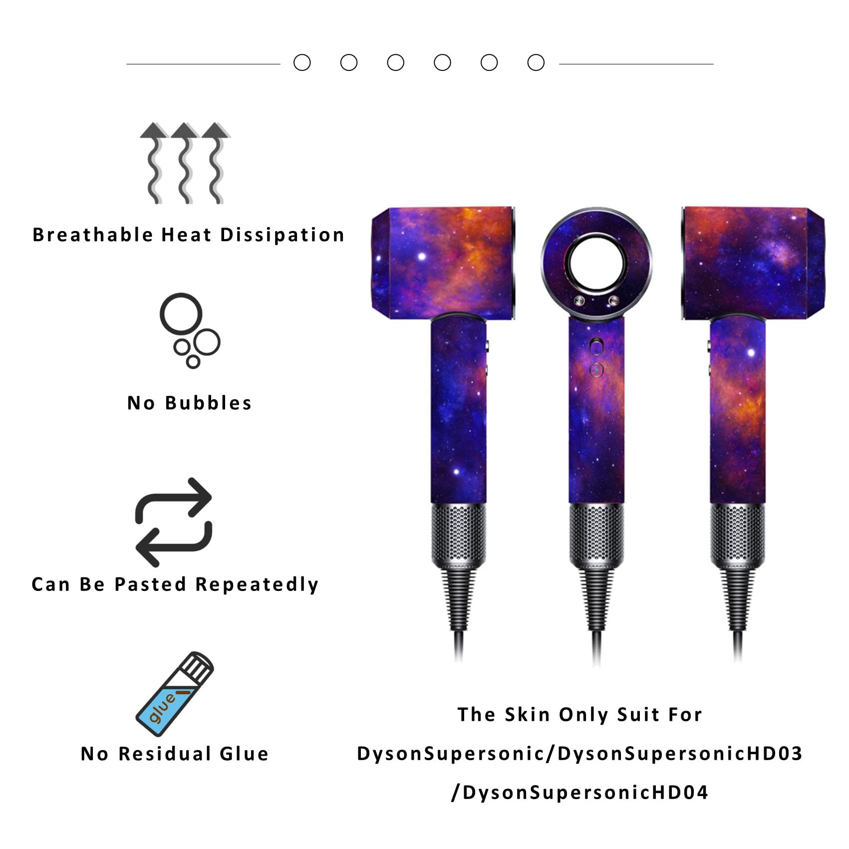 Foto 4 pulgar | Pegatinas Skin Para Secador De Pelo Dyson Hd01 Hd02 Hd03, Color Morado - Venta Internacional.