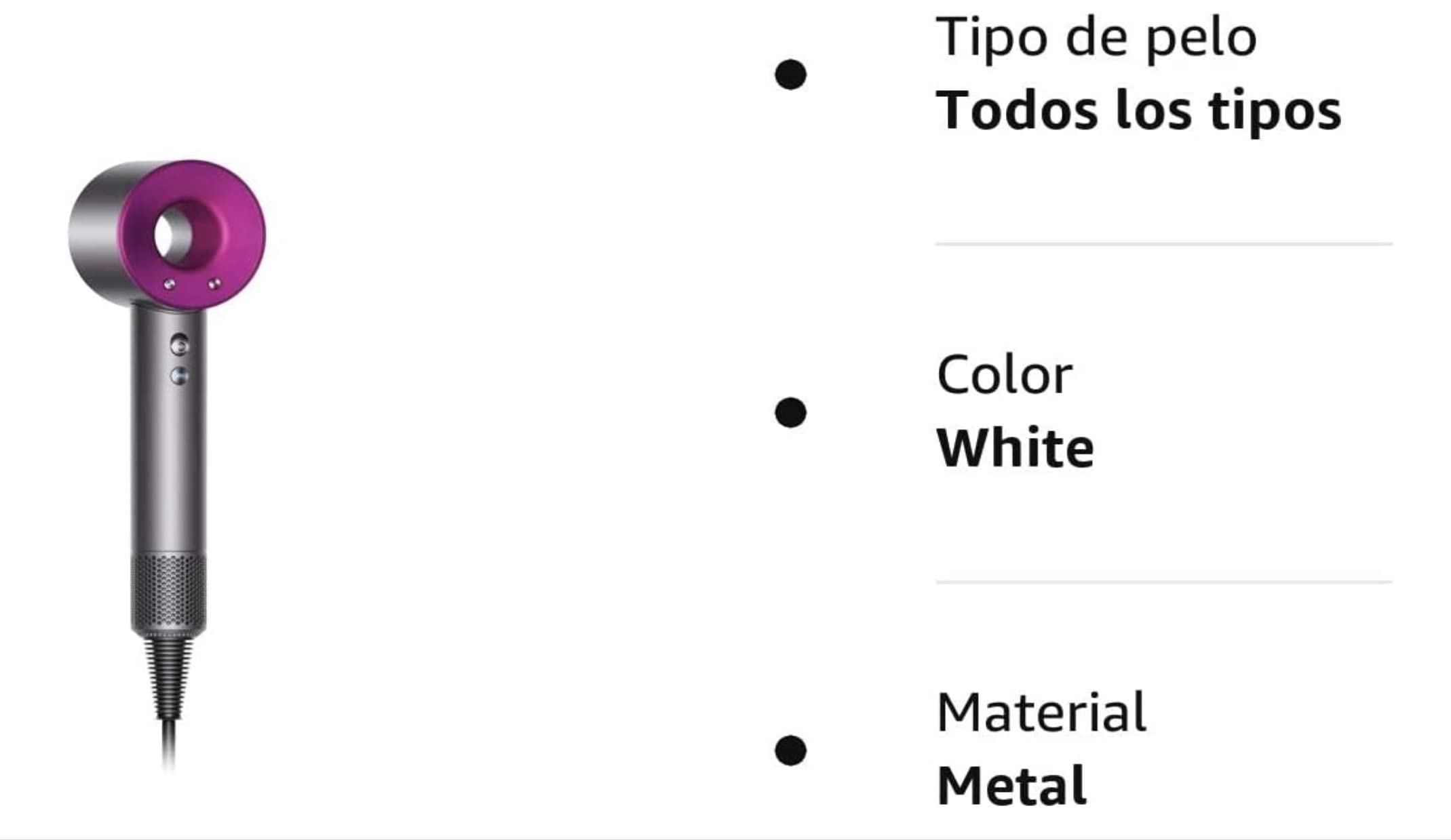 Foto 3 pulgar | Secador De Pelo Dyson Supersonic Iron/fucsia Con Accesorios Magnéticos - Venta Internacional.