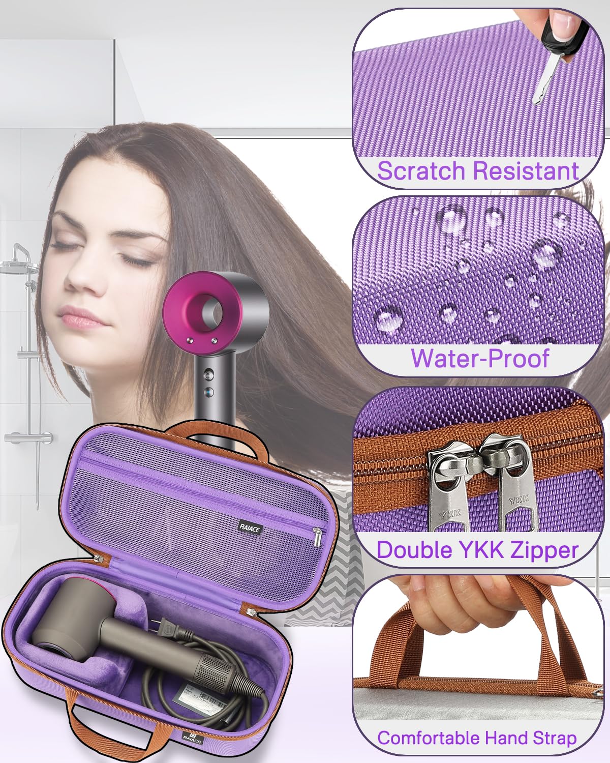 Foto 5 pulgar | Funda Raiace Para Secador De Pelo Dyson, Color Morado - Venta Internacional.