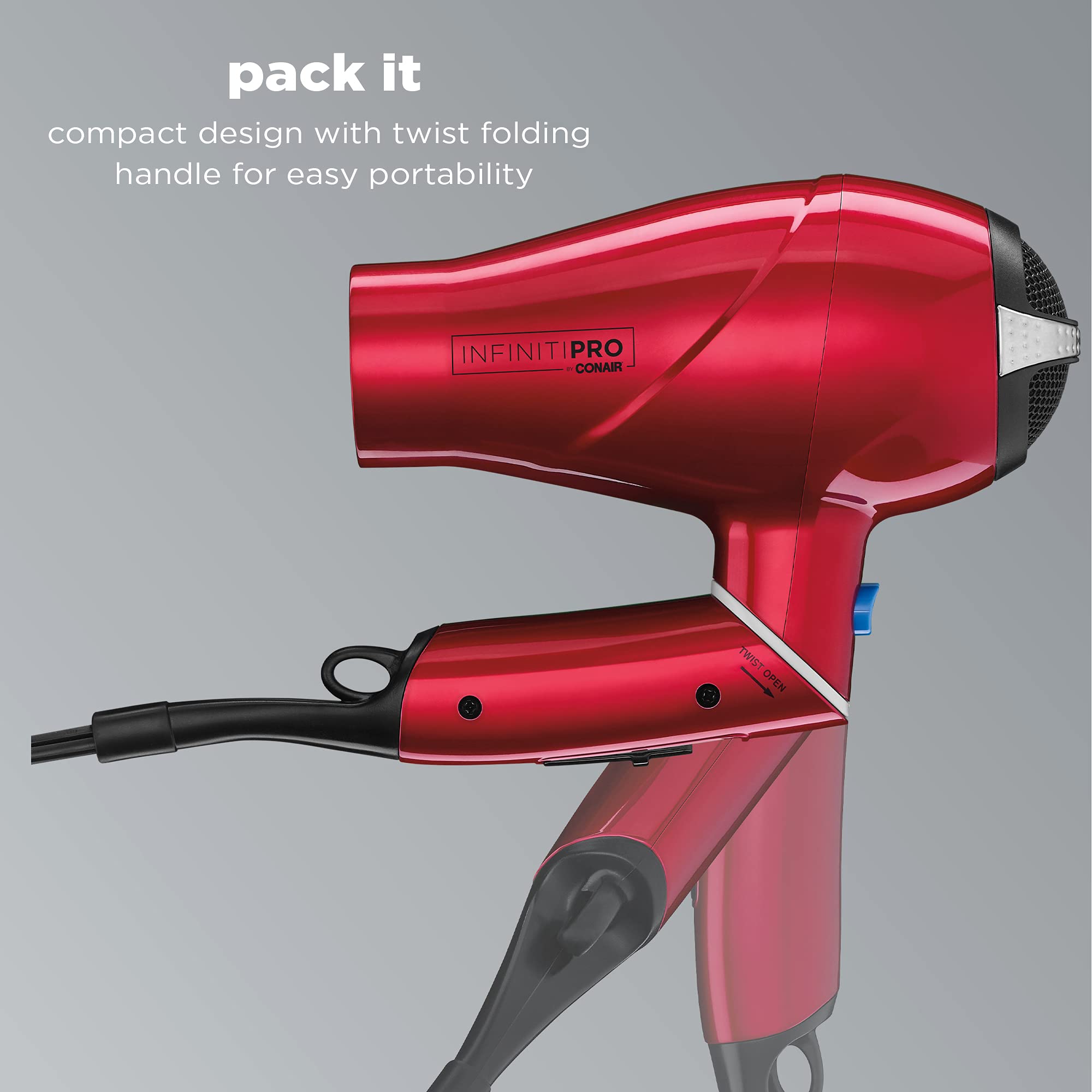 Foto 5 | Secadora de Pelo Conair InfinitiPro 1875w Compact Travel Roja - Venta Internacional