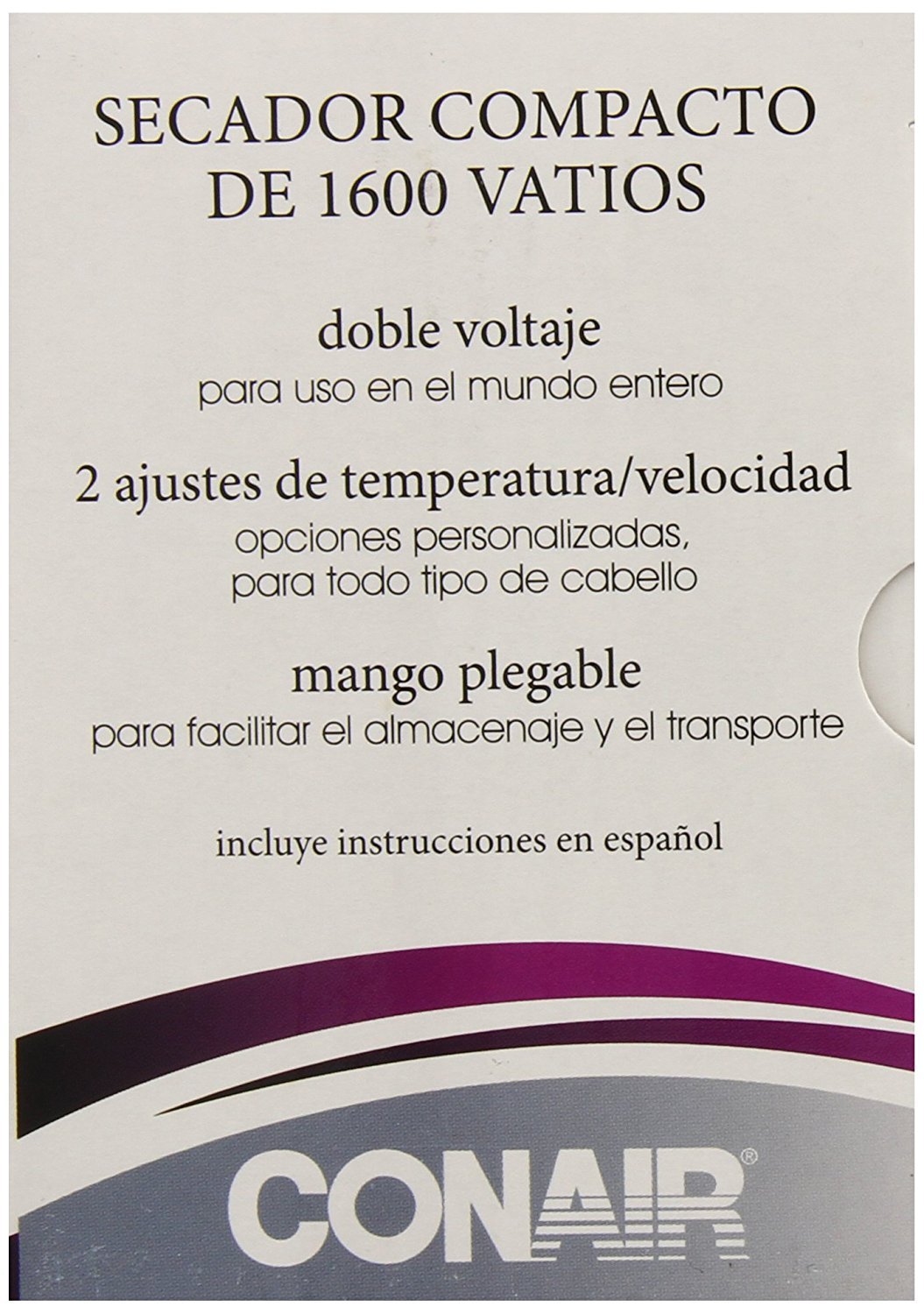 Foto 2 | Secadora de Pelo Conair Travel 1600w Compact con Doble Voltaje - Venta Internacional