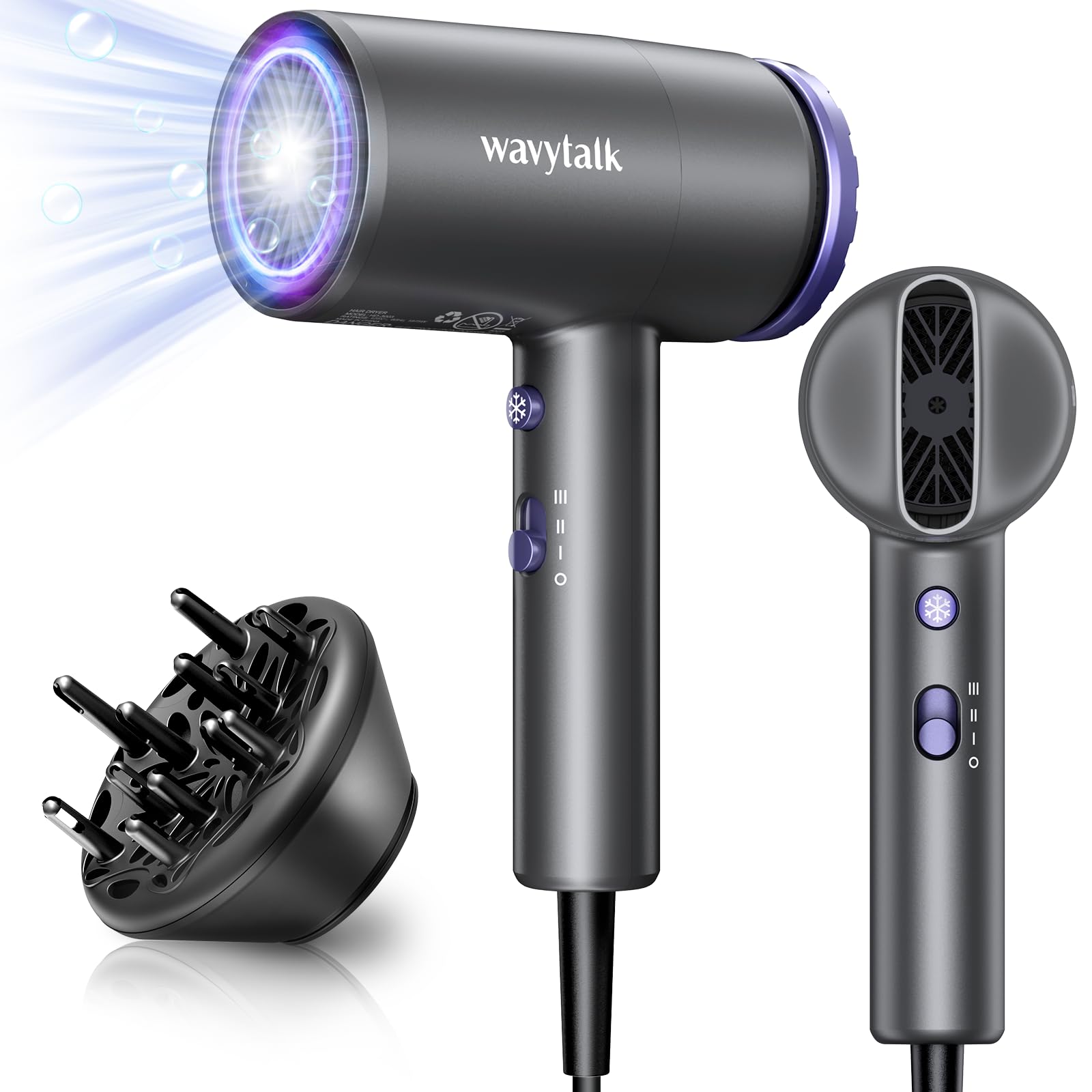 Secador De Pelo Wavytalk Wavytalk 1875w Ionic Con Difusor Morado - Venta Internacional.