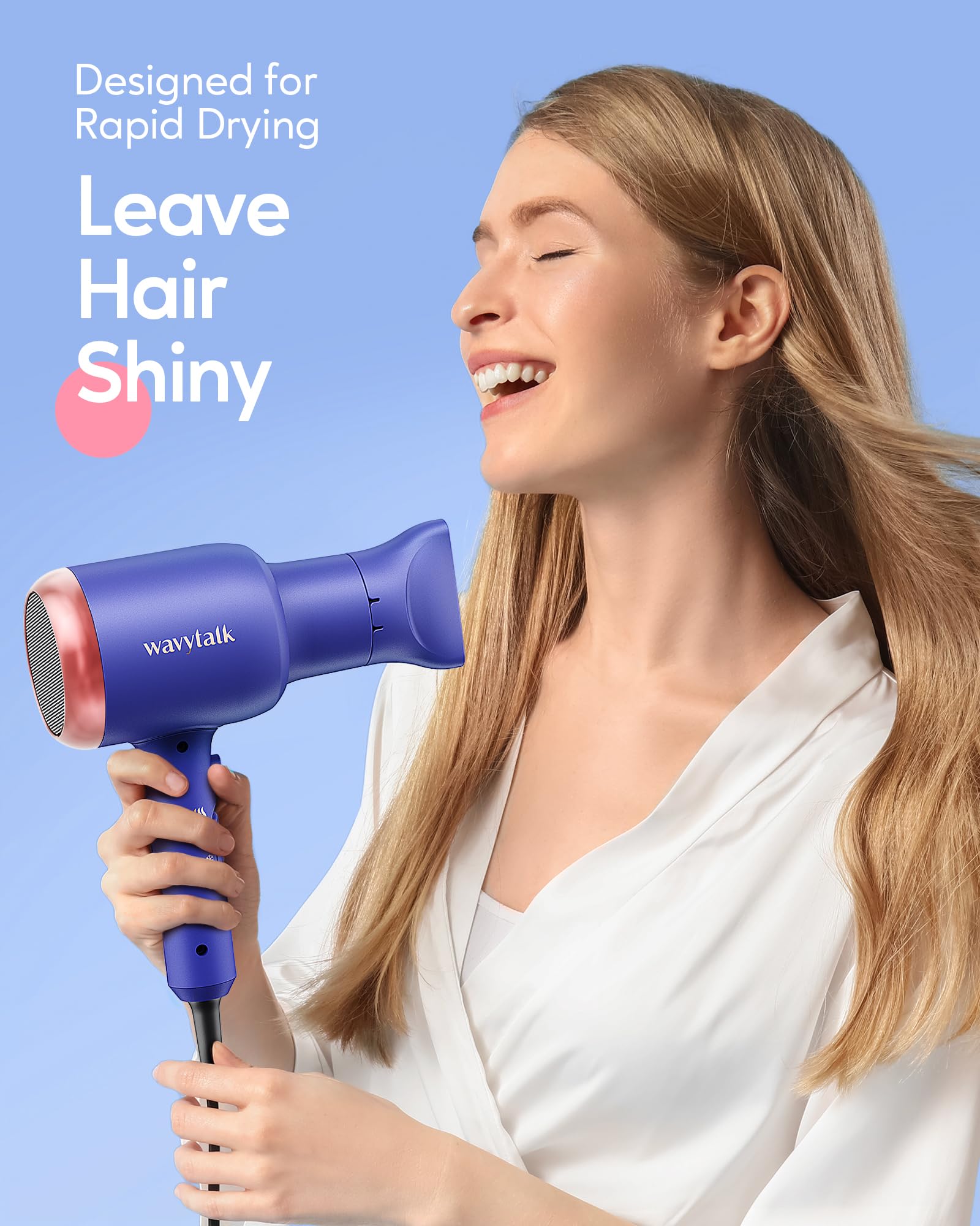 Foto 2 | Secador De Pelo Wavytalk Professional 1875w Con Accesorios Azul - Venta Internacional.