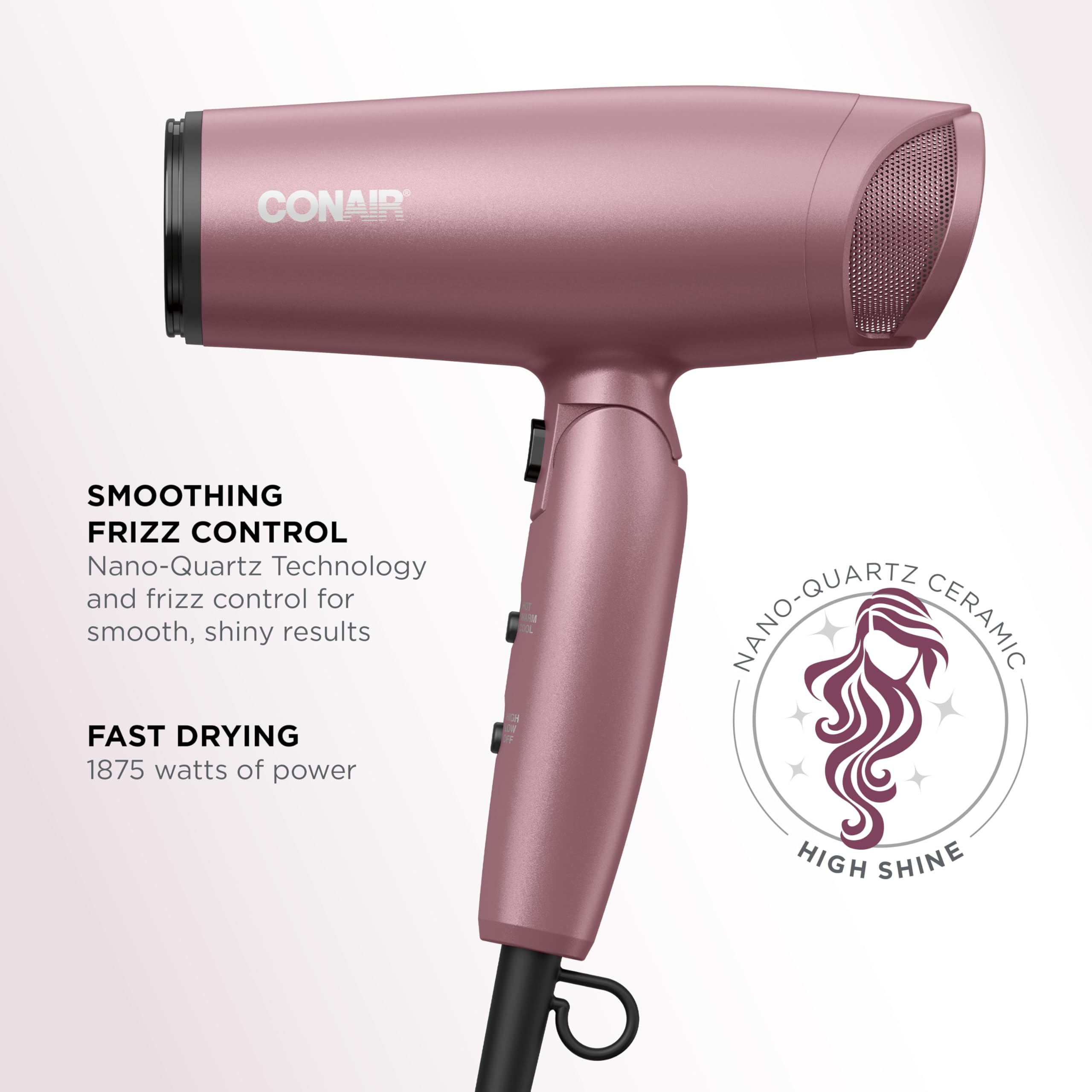 Foto 3 pulgar | Secador De Pelo Conair Radiance Boost Con Mango Plegable Con Difusor - Venta Internacional.