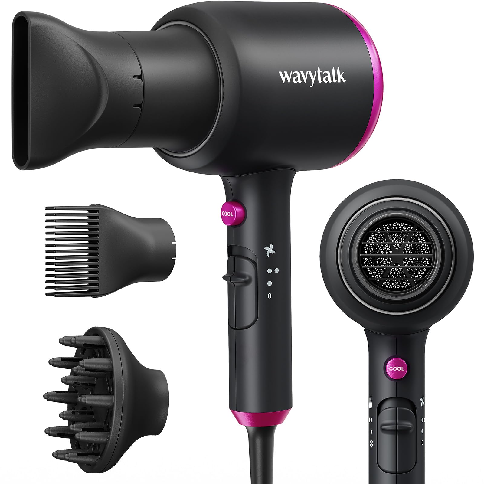 Foto 2 pulgar | Secador De Pelo Wavytalk Professional 1875w Ionic Con Difusor - Venta Internacional.