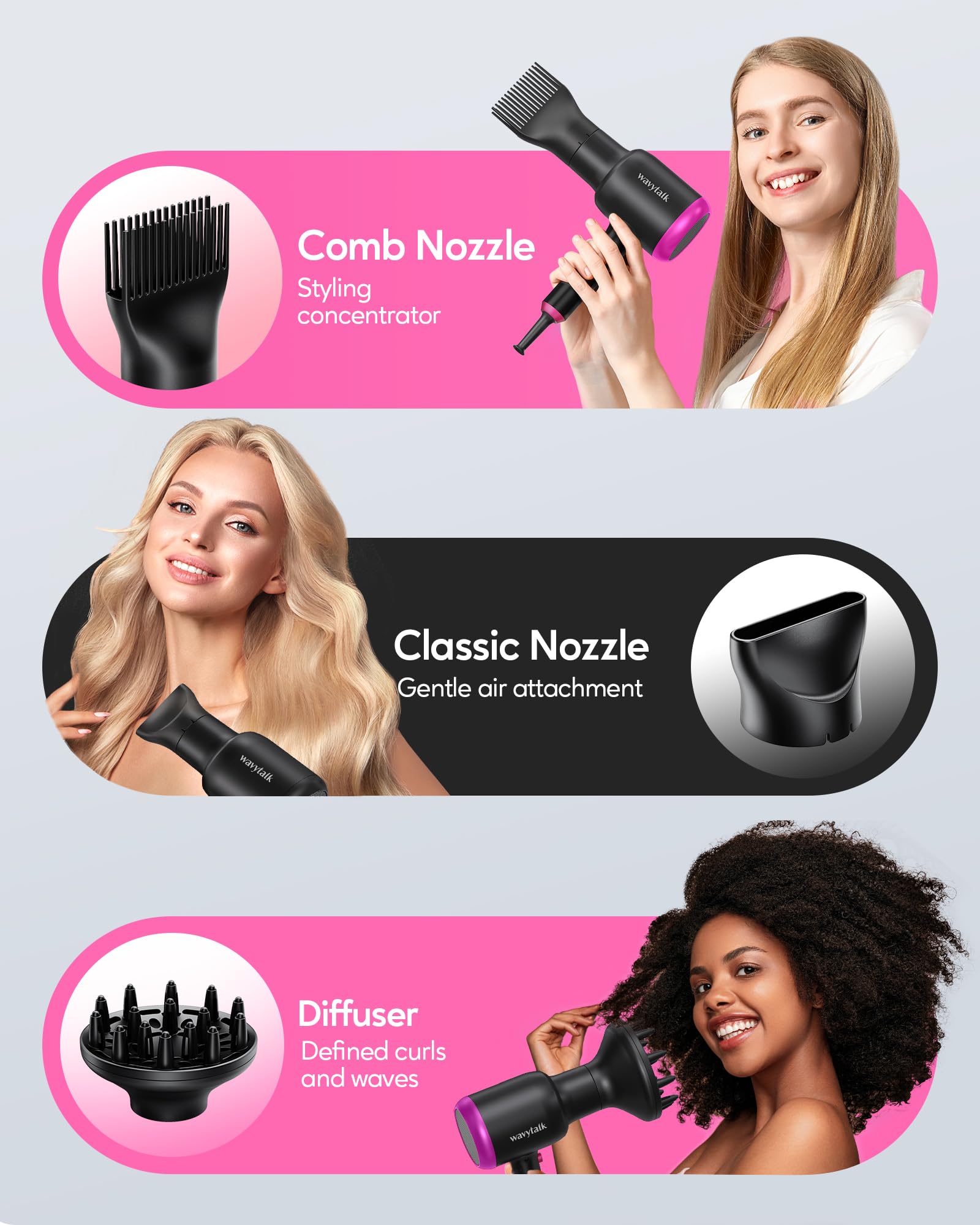 Foto 5 pulgar | Secador De Pelo Wavytalk Professional 1875w Ionic Con Difusor - Venta Internacional.