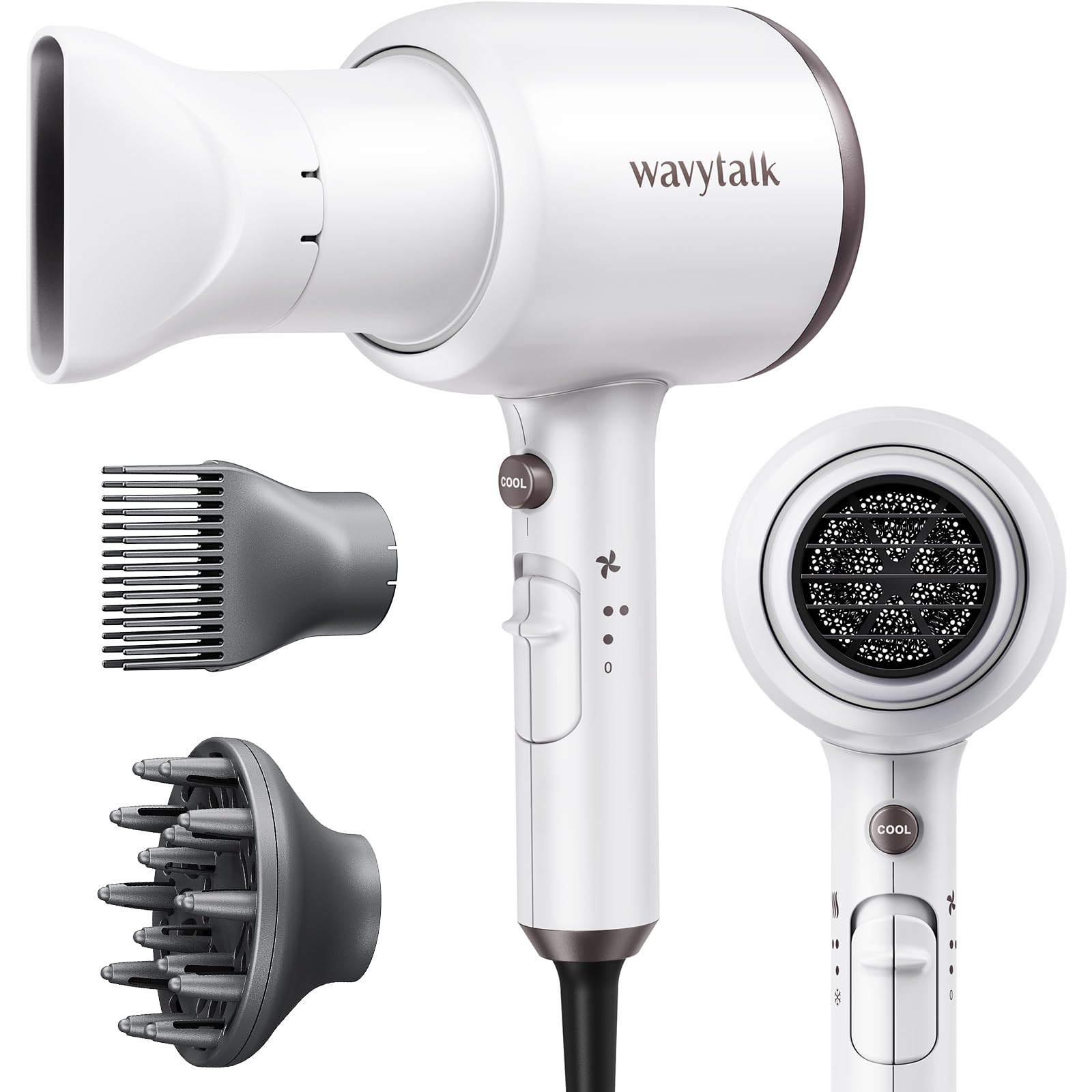 Foto 2 pulgar | Secador De Pelo Wavytalk 1875w Con Difusor Y Concentrador Blanco - Venta Internacional.