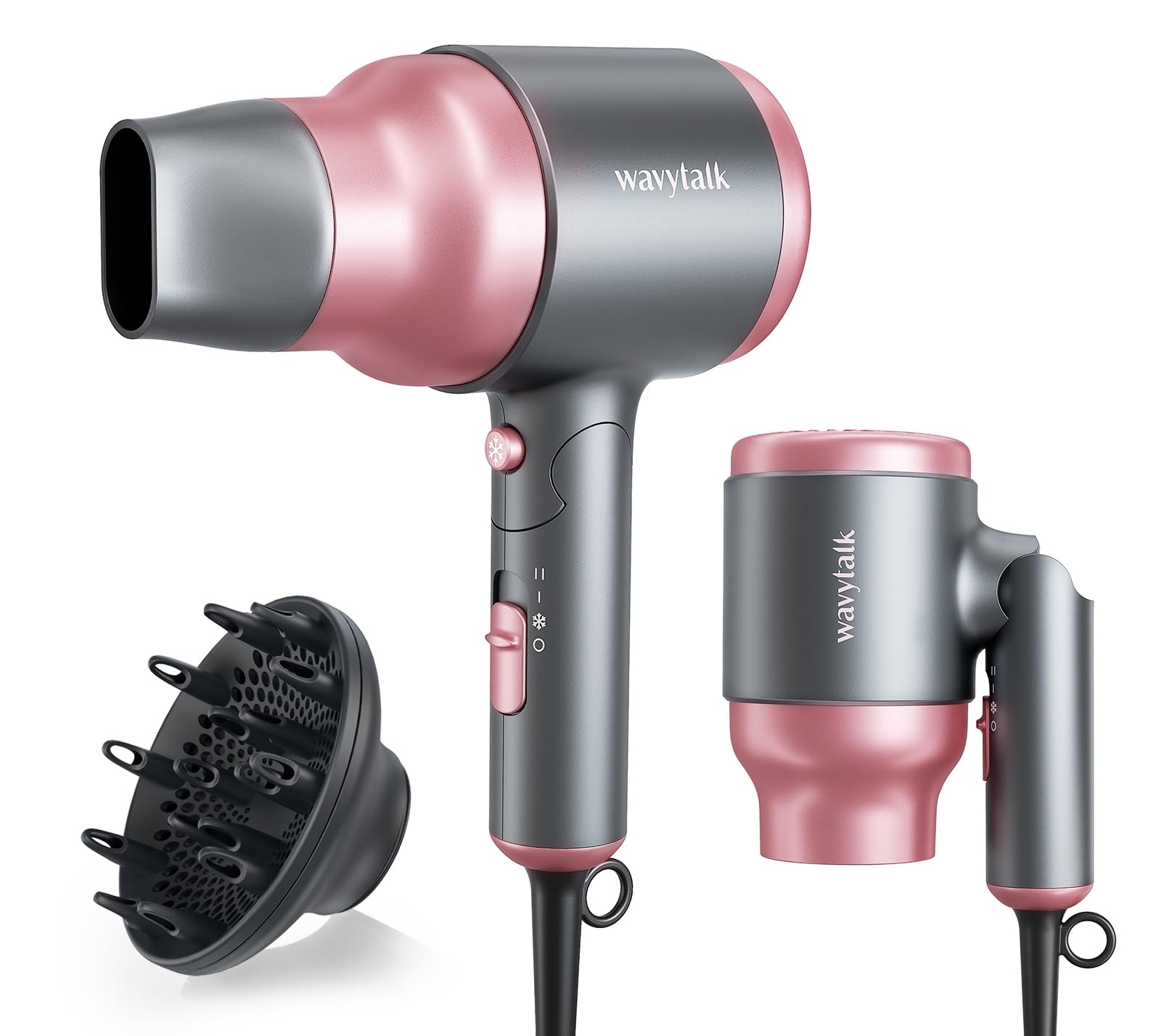 Secador De Pelo Portátil Wavytalk 1600 W Con Difusor Rosa - Venta Internacional.