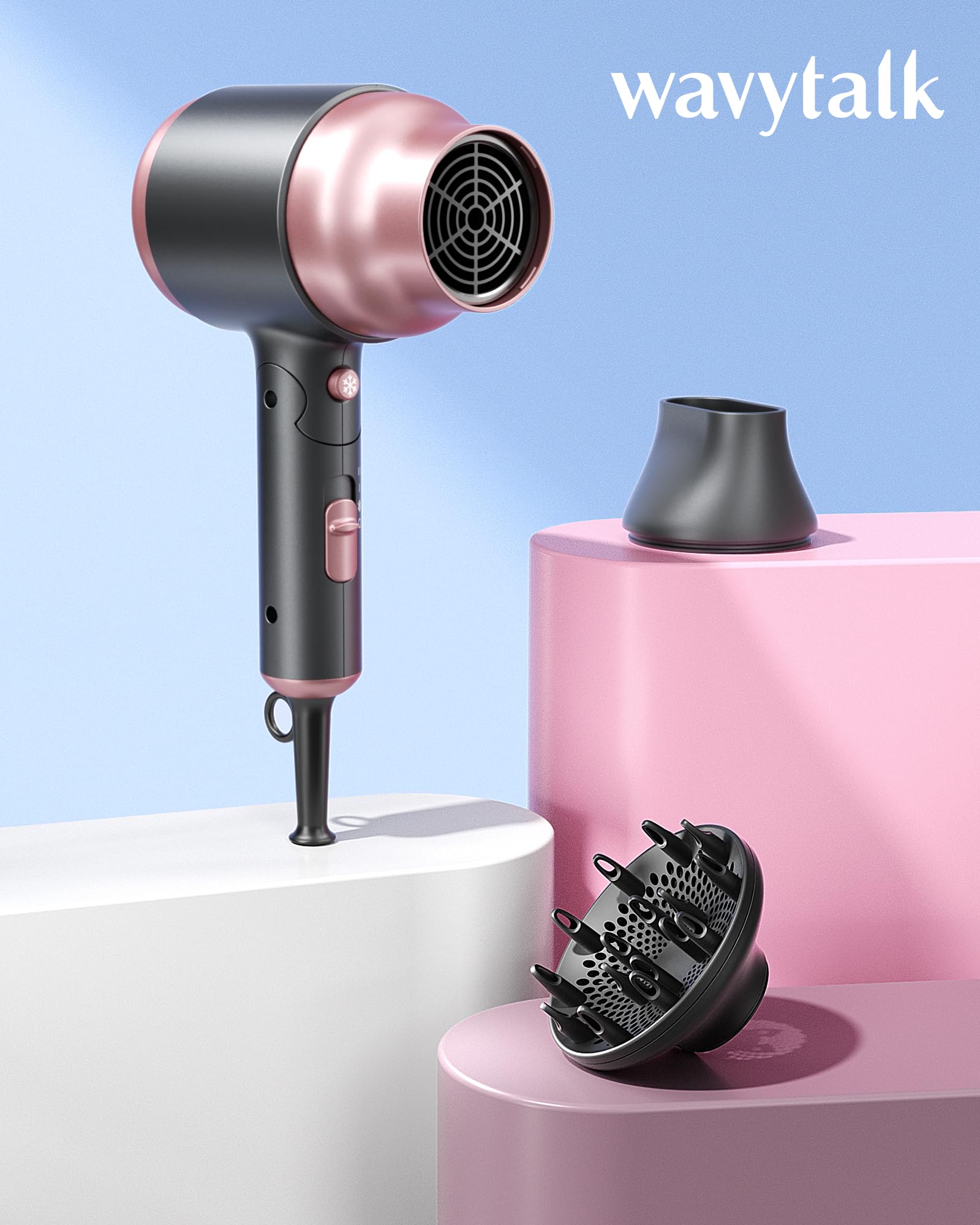 Foto 6 | Secador De Pelo Portátil Wavytalk 1600 W Con Difusor Rosa - Venta Internacional.