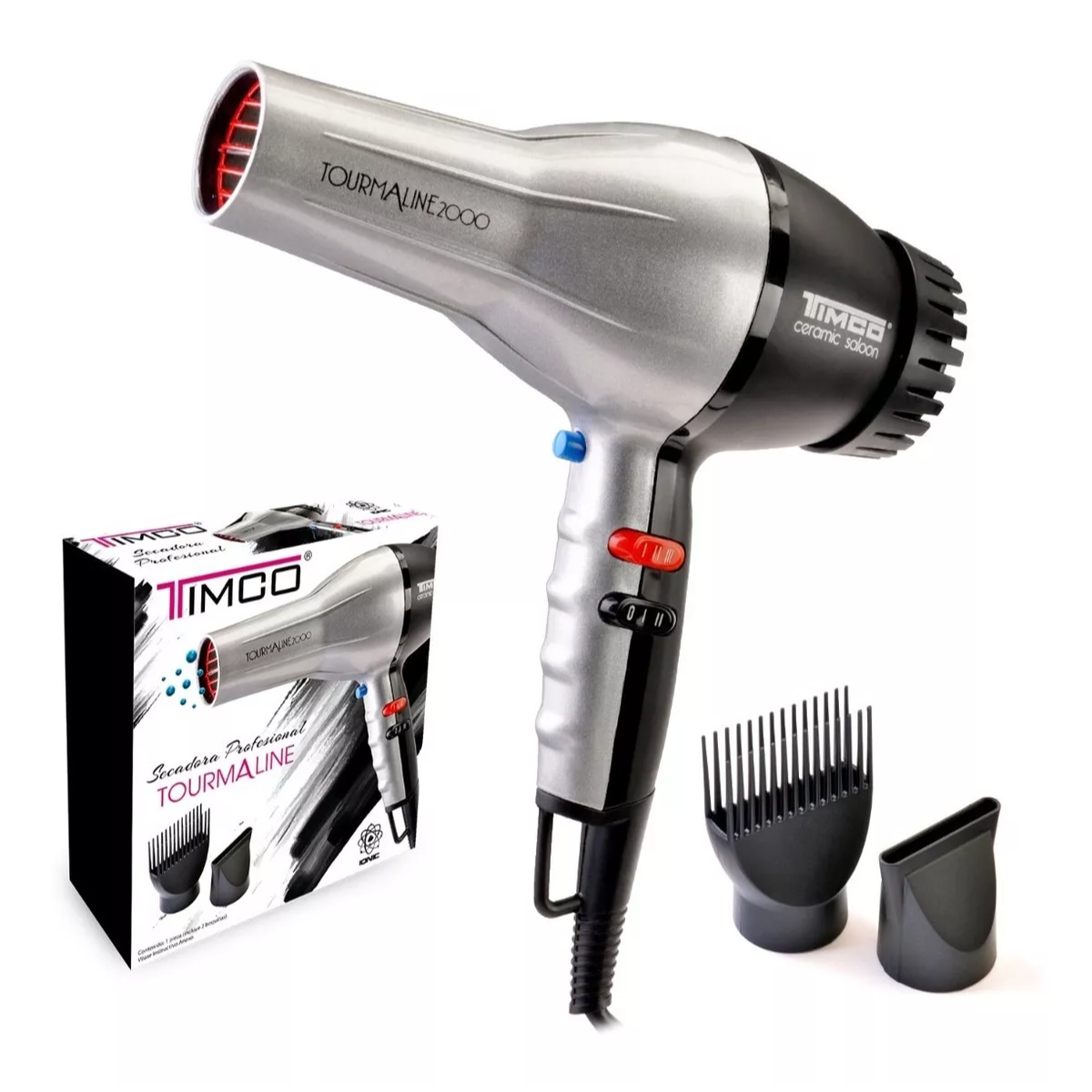 Secadora Timco Tcs-2000 Pro Collection Turmalina Gris Con Negro