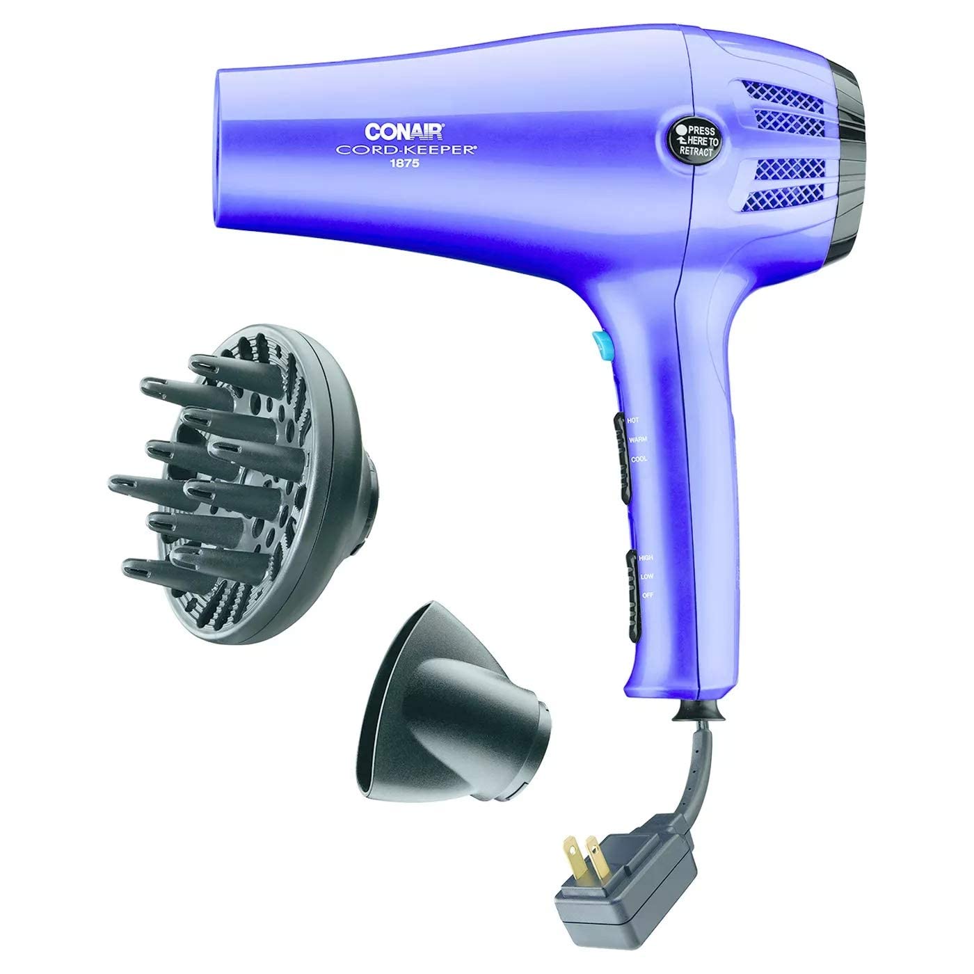 Foto 2 | Secador De Pelo Conair Cord Keeper, Mango Plegable, 1875 W, Verde Azulado - Venta Internacional.