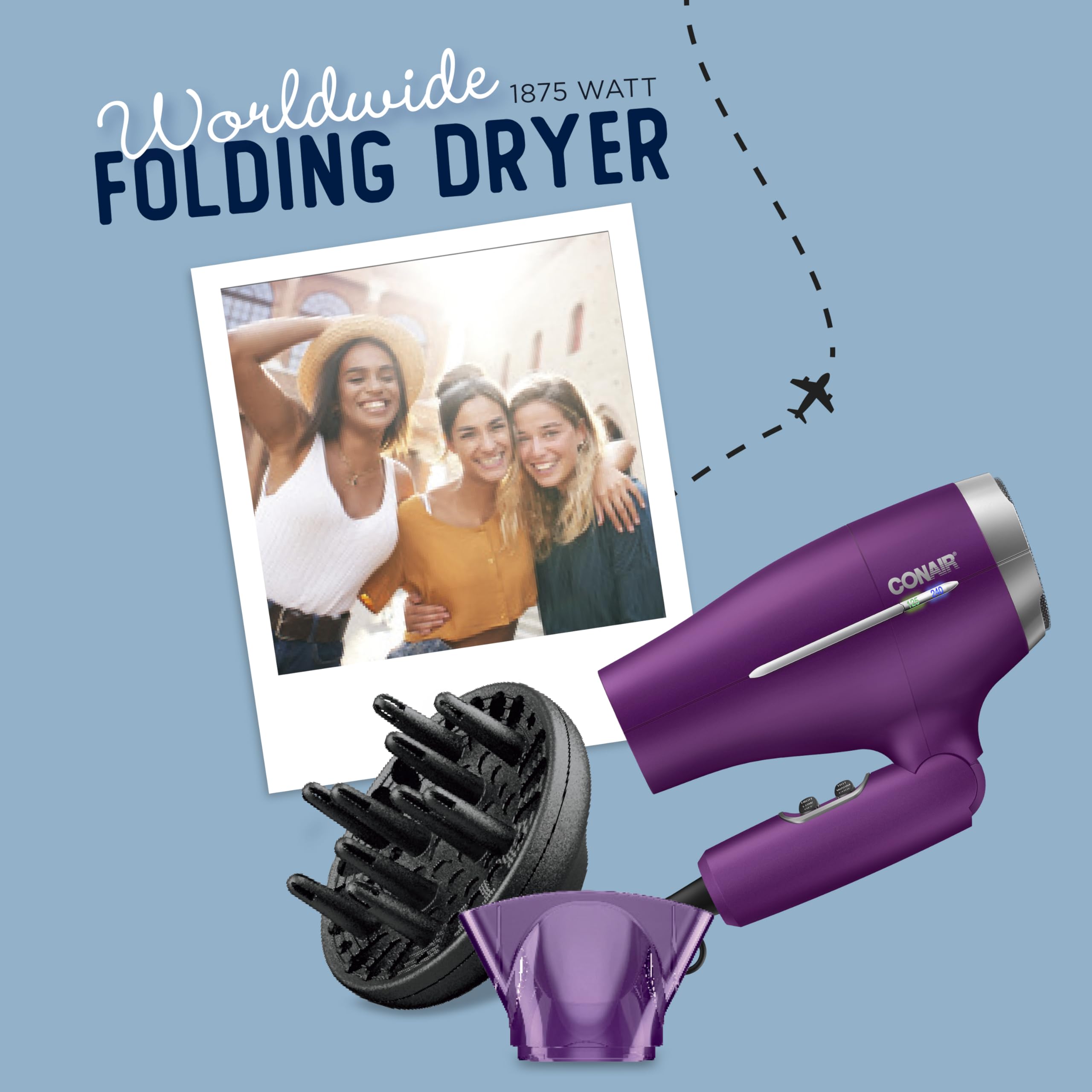Foto 3 pulgar | Secador De Pelo Conair Worldwide Travel Con Smart Voltage Purple - Venta Internacional.