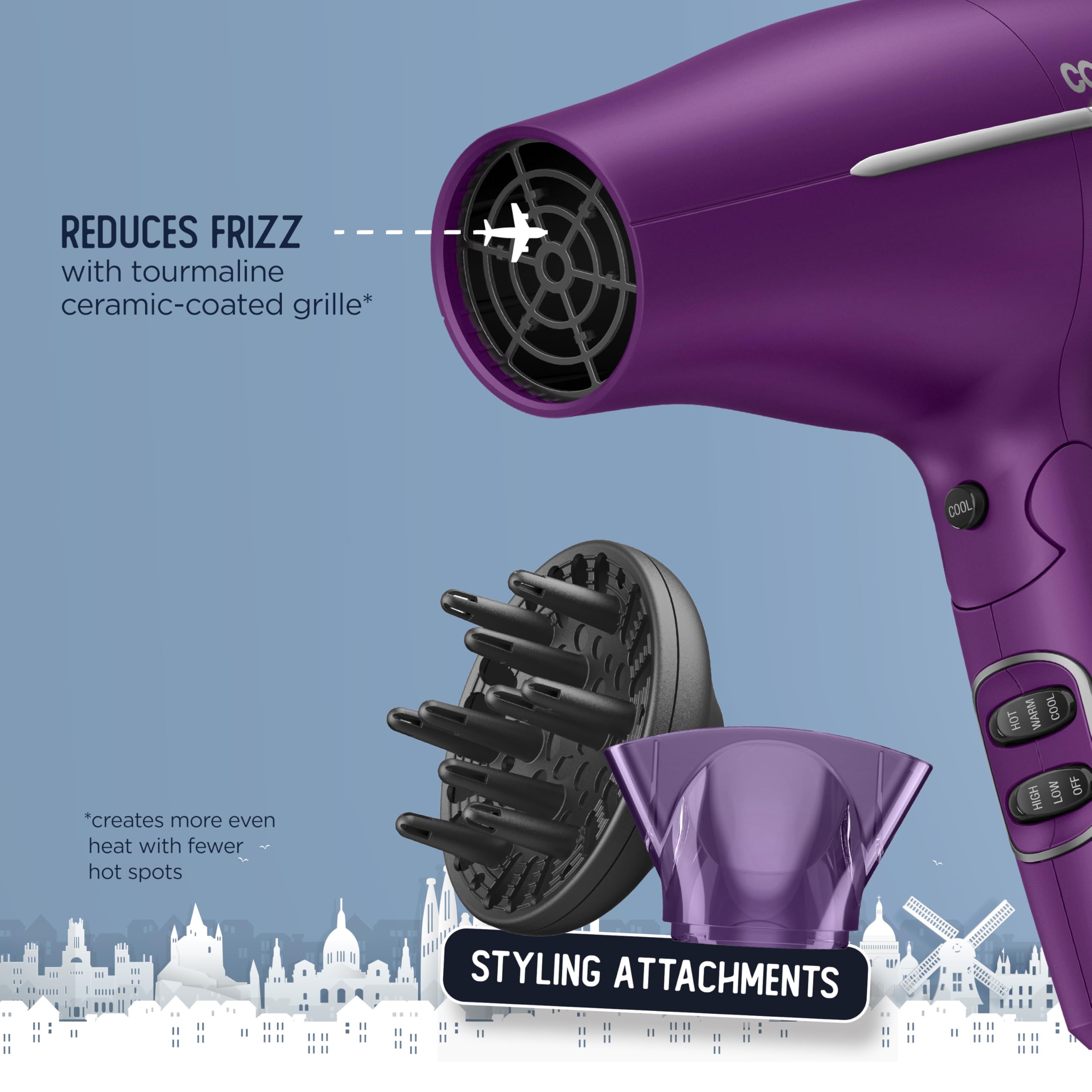 Foto 5 pulgar | Secador De Pelo Conair Worldwide Travel Con Smart Voltage Purple - Venta Internacional.