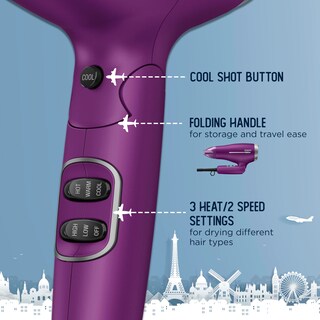 Foto 5 | Secador De Pelo Conair Worldwide Travel Con Smart Voltage Purple - Venta Internacional.