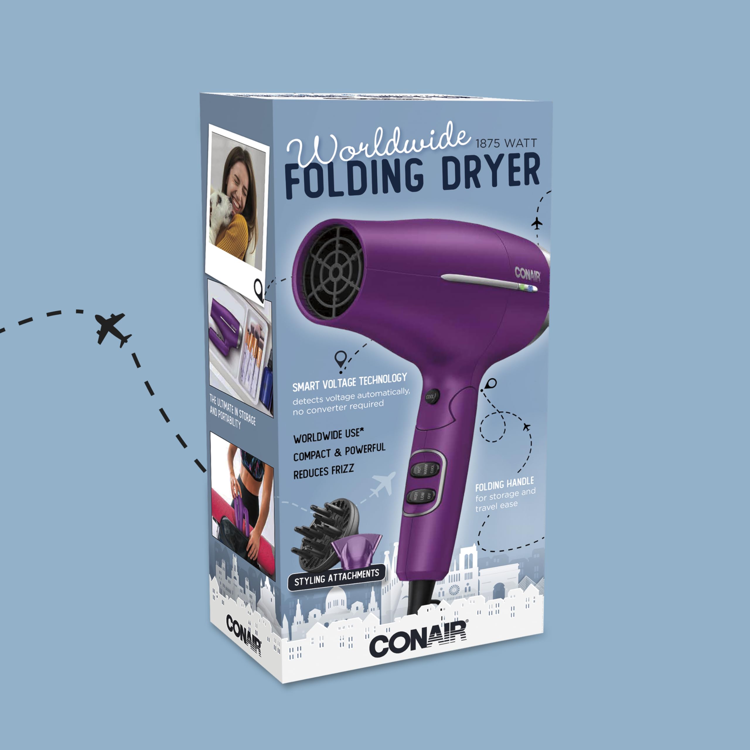 Foto 7 pulgar | Secador De Pelo Conair Worldwide Travel Con Smart Voltage Purple - Venta Internacional.