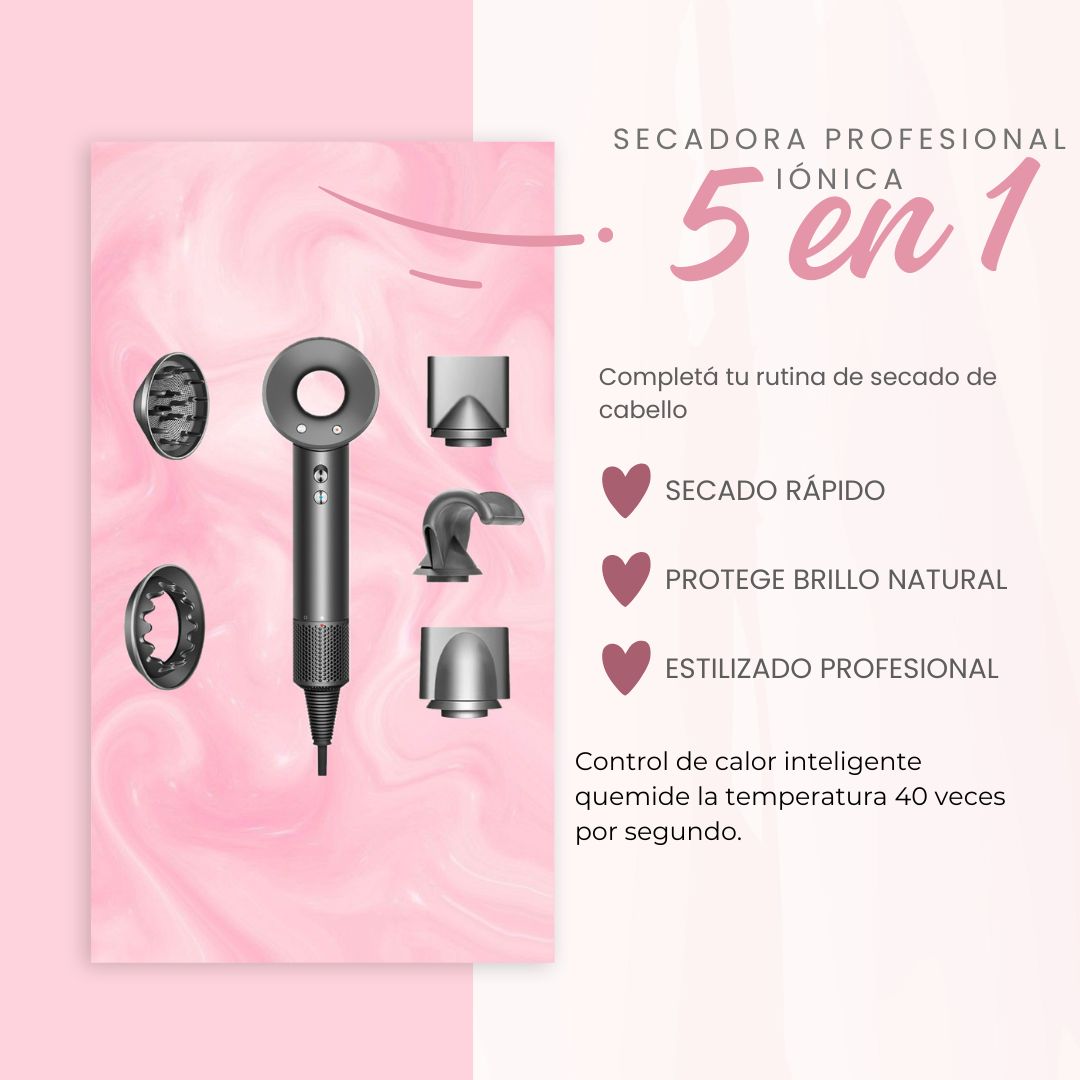 Foto 7 pulgar | Secadora De Cabello Profesional Iónico 5 En 1