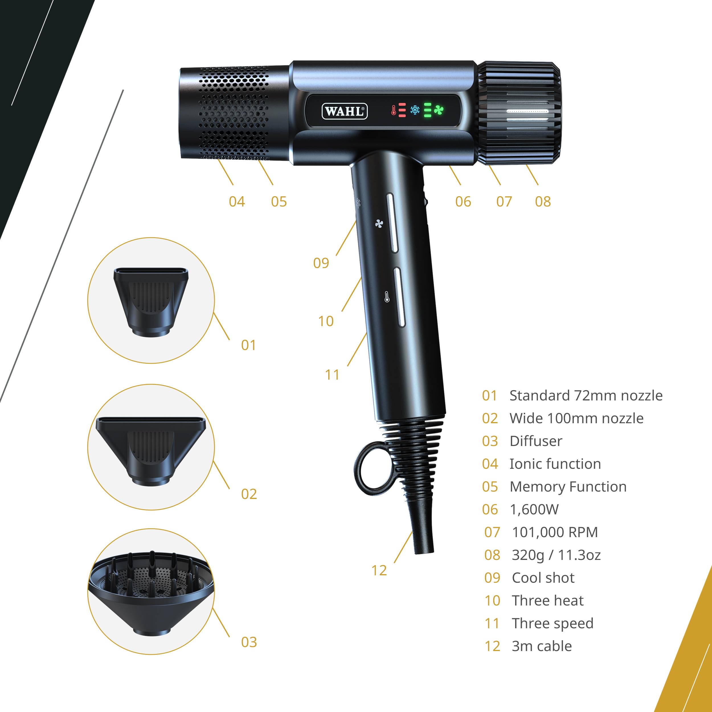 Foto 4 | Secador De Pelo Wahl Professional Vanquish Controlled Airflow - Venta Internacional.