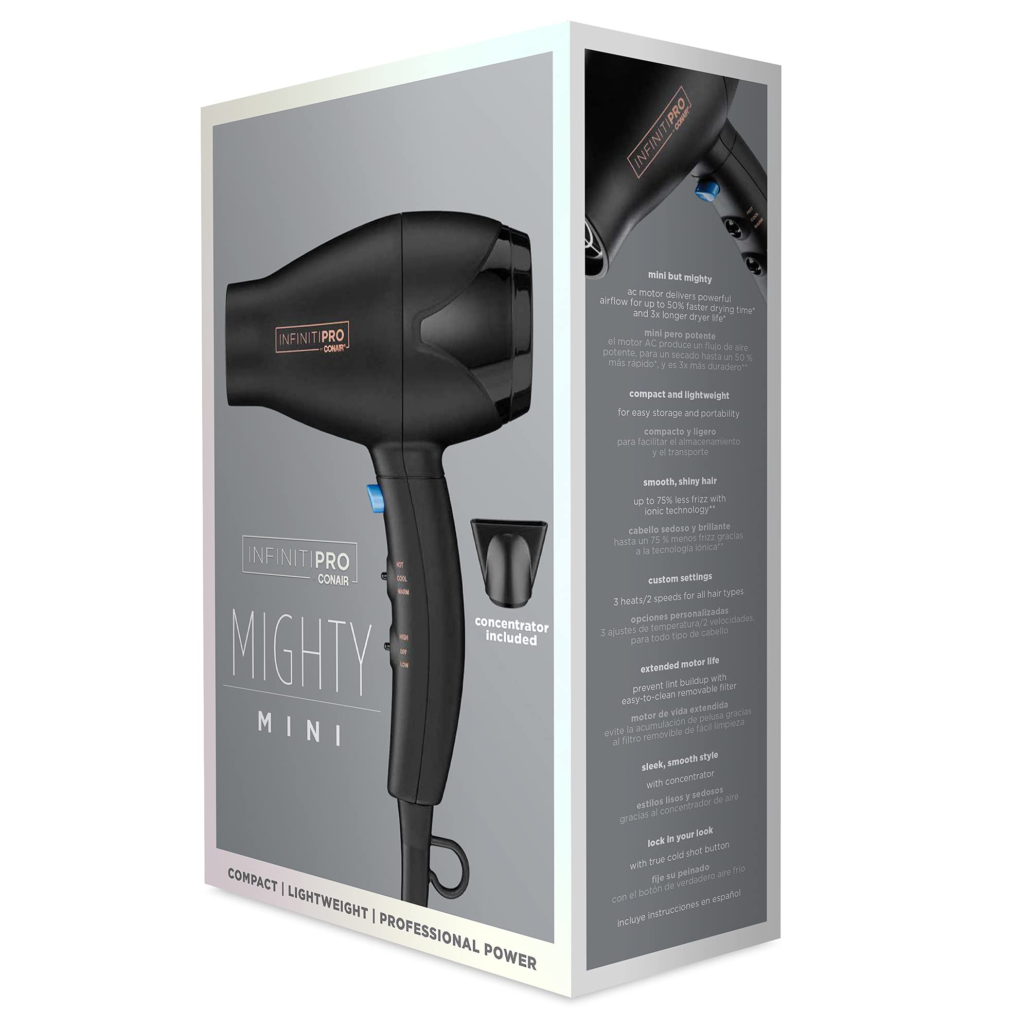 Foto 8 pulgar | Secador De Pelo Conair Infinitipro Mighty Mini Compact Travel - Venta Internacional.