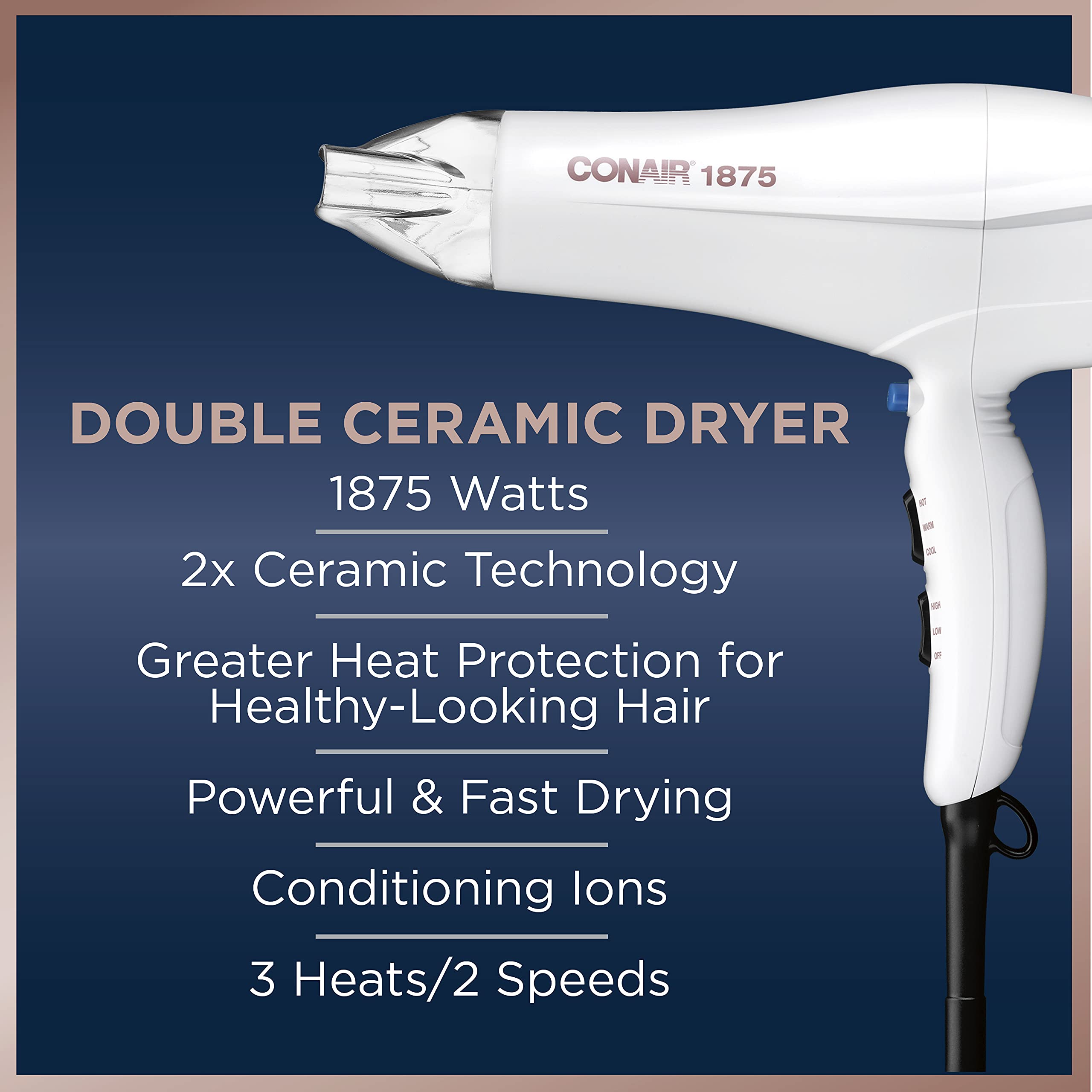 Foto 7 pulgar | Secador De Pelo Conair Double Ceramic 1875w Con Acondicionador Iónico - Venta Internacional.