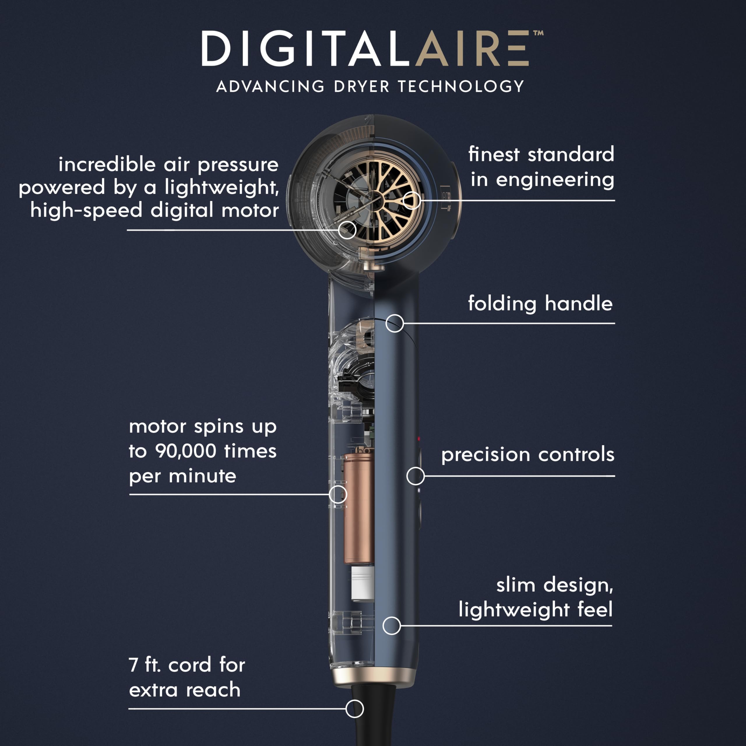 Foto 3 pulgar | Secador De Pelo Conair Infinitipro Digitalaire 2.0 Que Elimina El Encrespamiento - Venta Internacional.