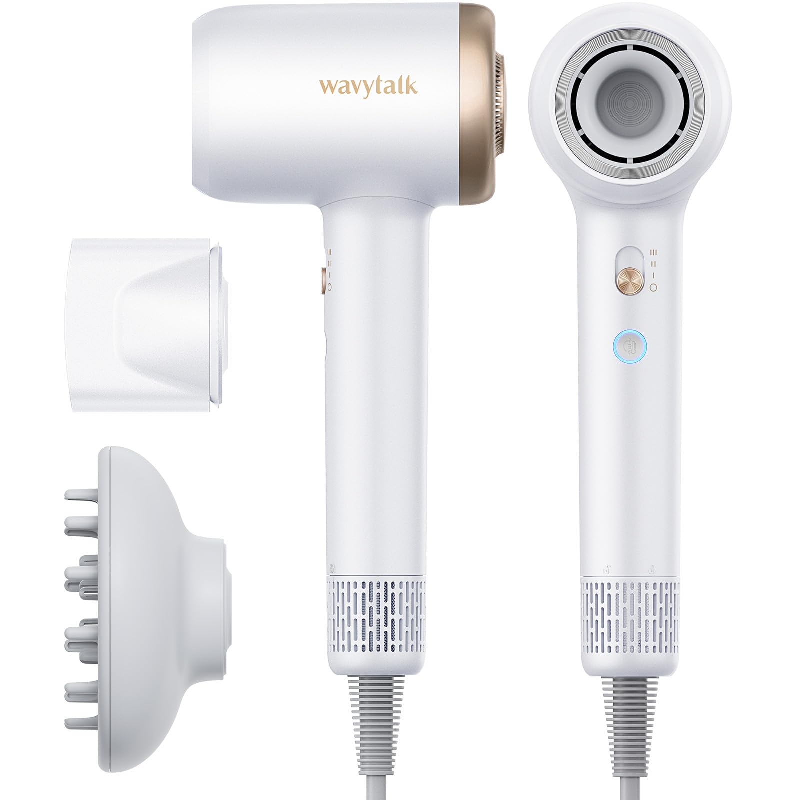Secador De Pelo Wavytalk Turflow Pro De Secado Rápido Con Difusor Blanco - Venta Internacional.