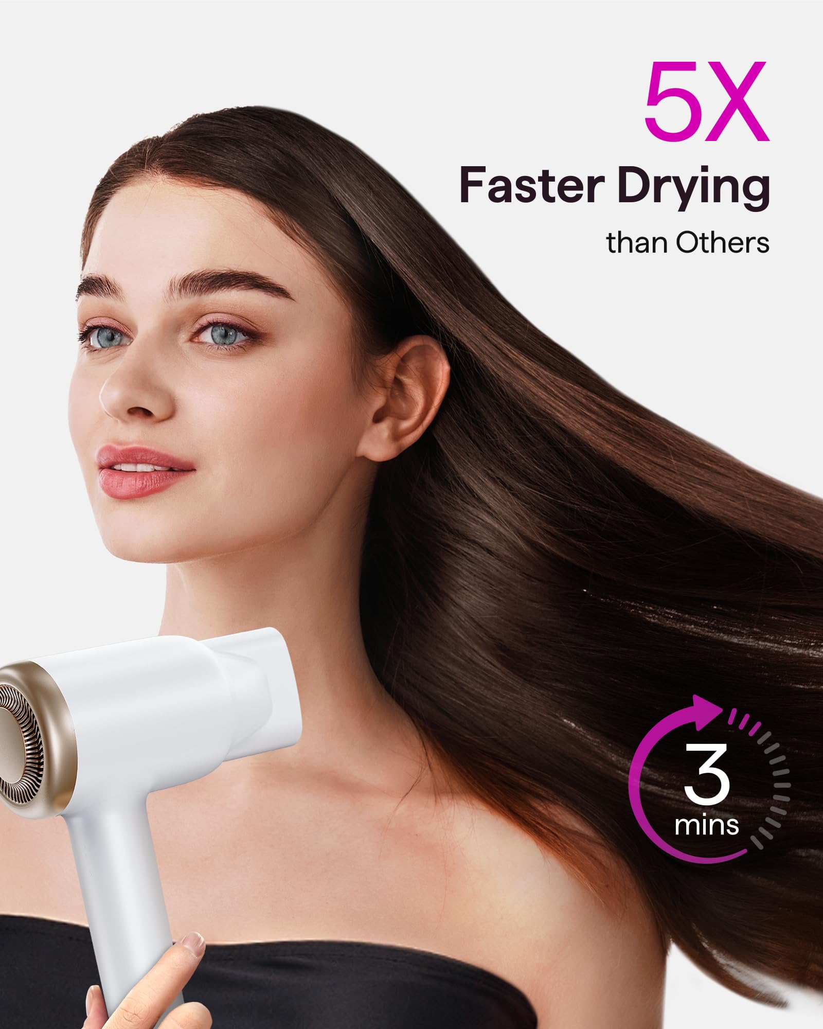 Foto 3 pulgar | Secador De Pelo Wavytalk Turflow Pro De Secado Rápido Con Difusor Blanco - Venta Internacional.