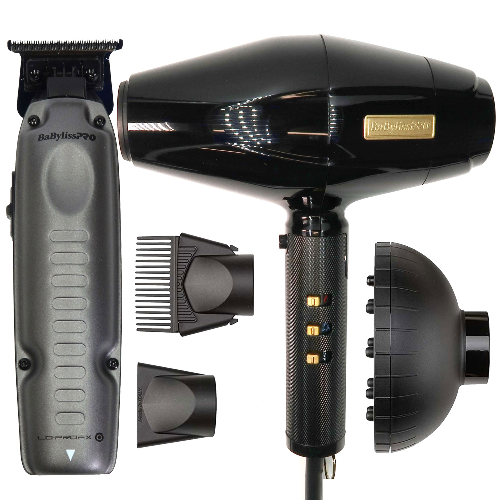 Secador De Pelo + Recortadora Babyliss Pro Blackfx Turbo Dryer + Fxon - Venta Internacional.