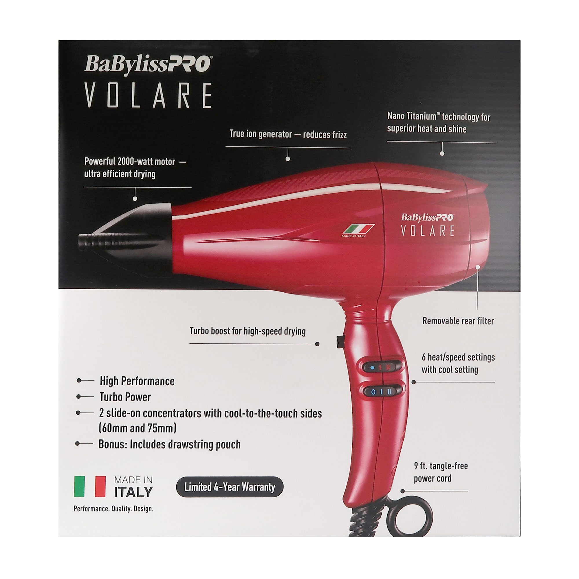 Foto 4 | Secador De Pelo Babylisspro Volare Nano Titanium 2000w Rojo - Venta Internacional.