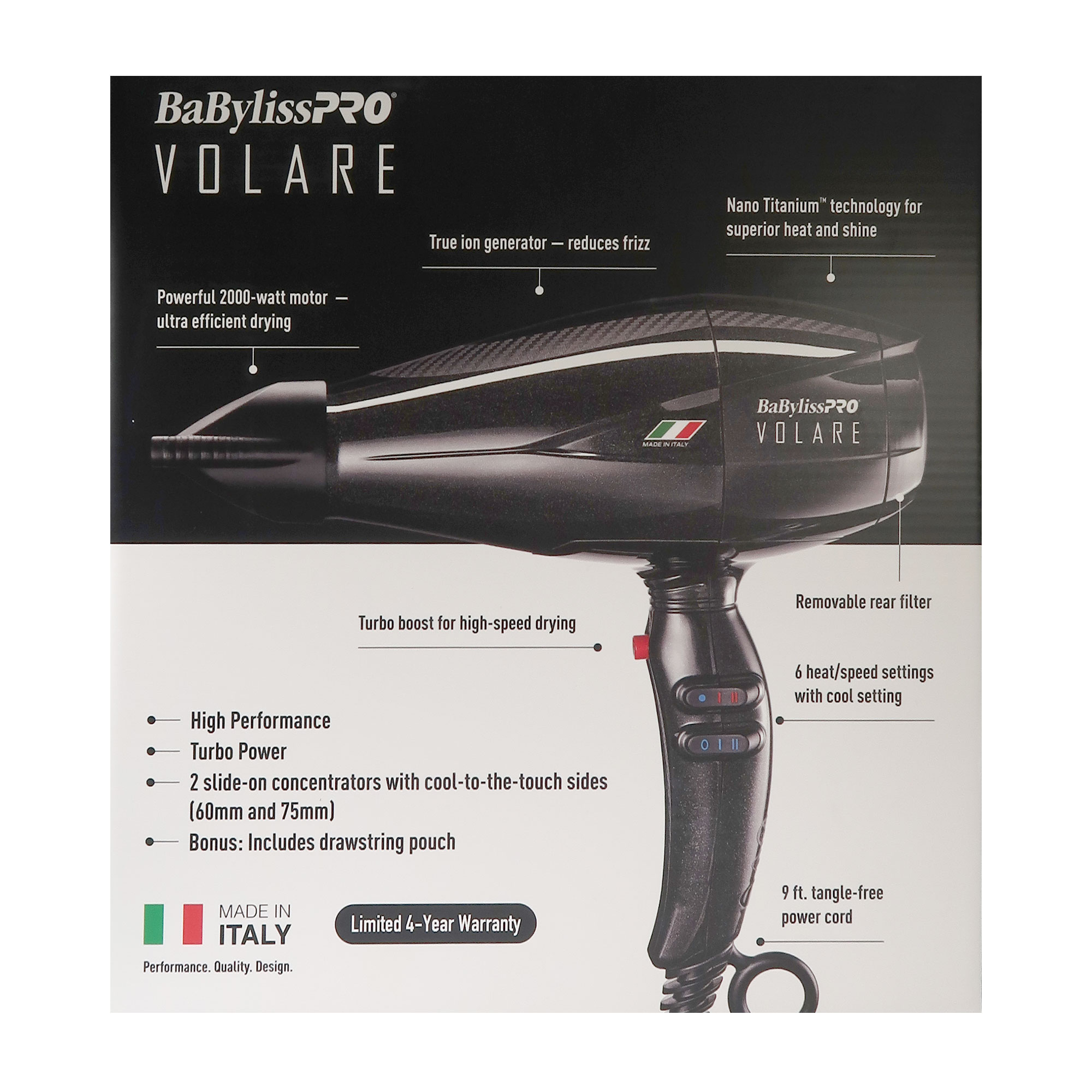 Foto 4 pulgar | Secador De Pelo Babylisspro Volare Nano Titanium 2000w Blk - Venta Internacional.