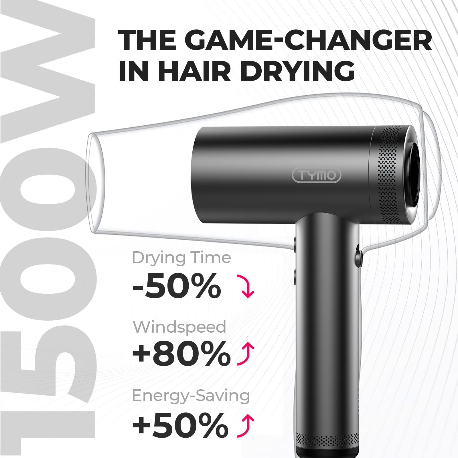 Foto 3 pulgar | Secador De Pelo Tymo Airhype 1500 W High Speed Ionic Para Cabello Rizado - Venta Internacional.