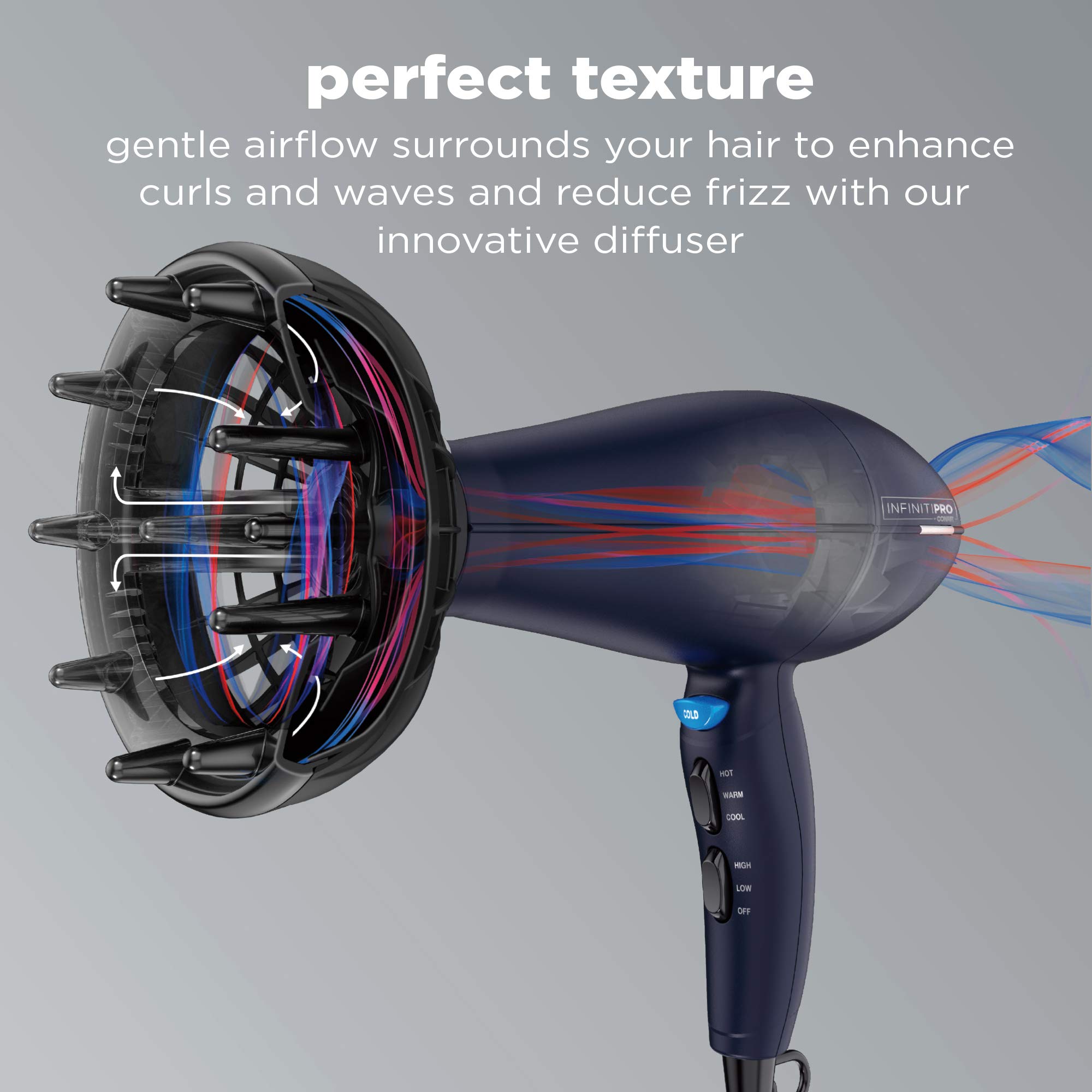 Foto 3 pulgar | Secador De Pelo Conair Infinitipro 1875w Con Difusor Innovador - Venta Internacional.