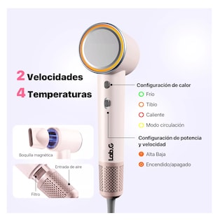 Foto 3 | Secador De Cabello Profesional Lab.g Alta Velocidad Lónico Con Led Rosa Claro