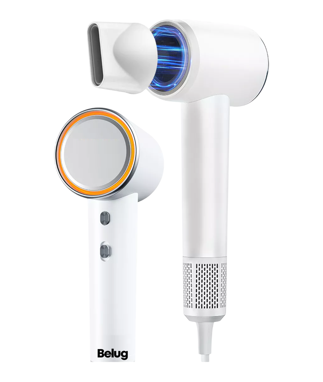 Secador De Cabello Belug Profesional Alta Velocidad Lónico Con Led Blanco