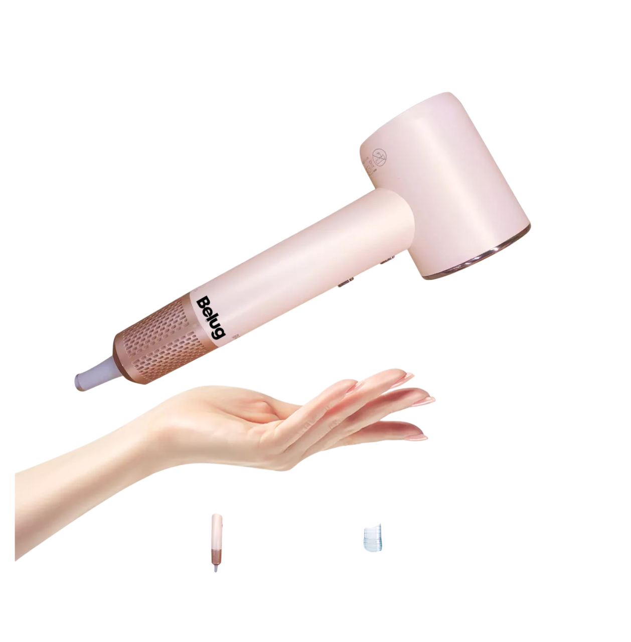 Foto 5 pulgar | Secador De Cabello Belug Profesional Alta Velocidad Lónico Con Led Rosa Claro