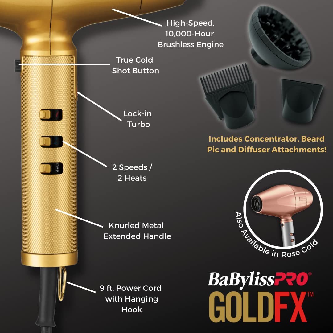 Foto 4 pulgar | Secador De Pelo Y Secador Babylisspro Barberology Goldfx Turbo - Venta Internacional.