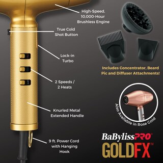 Foto 3 | Secador De Pelo Y Secador Babylisspro Barberology Goldfx Turbo - Venta Internacional.
