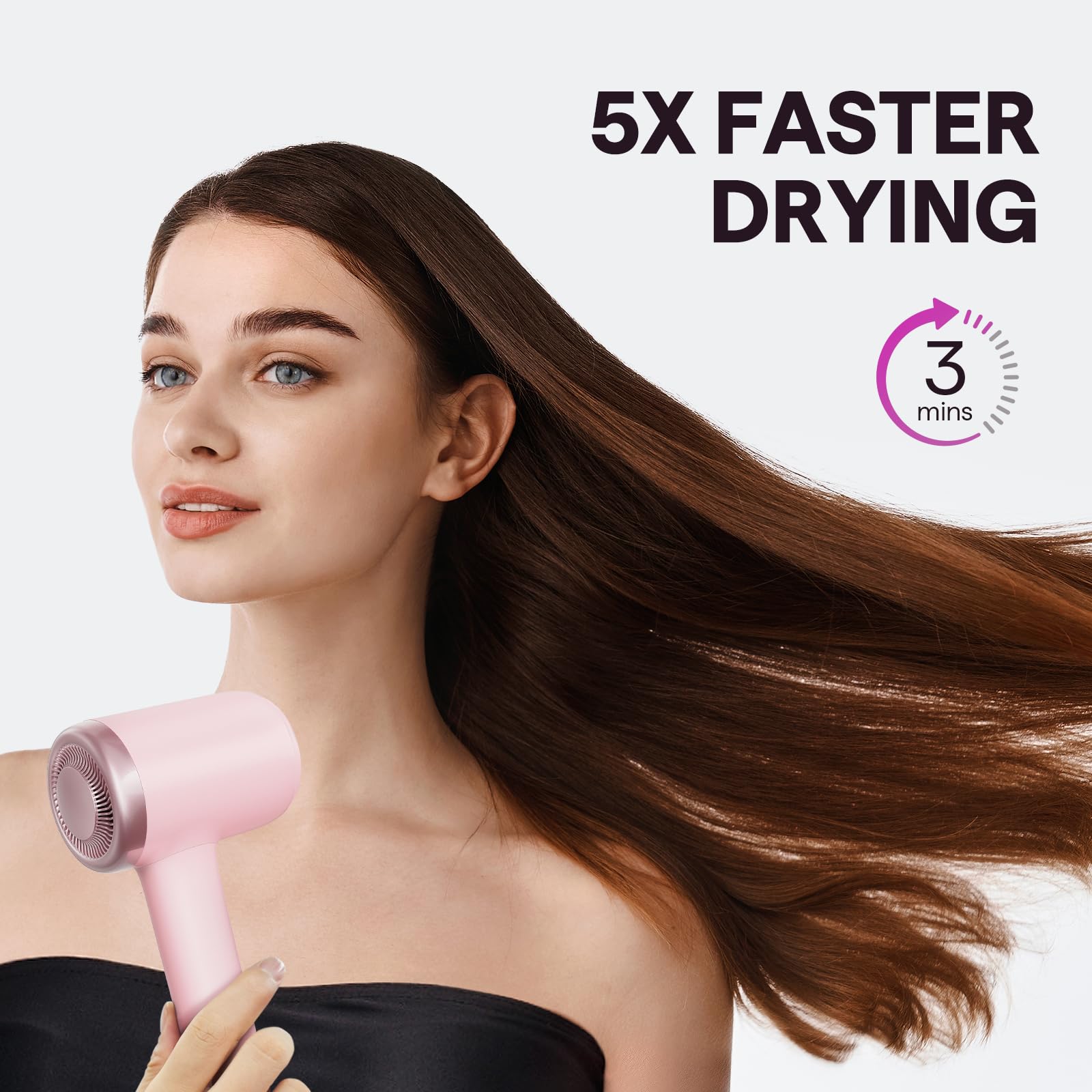 Foto 3 pulgar | Secador De Pelo Wavytalk Turflow Pro De Secado Rápido A 110 000 Rpm, Color Rosa - Venta Internacional.