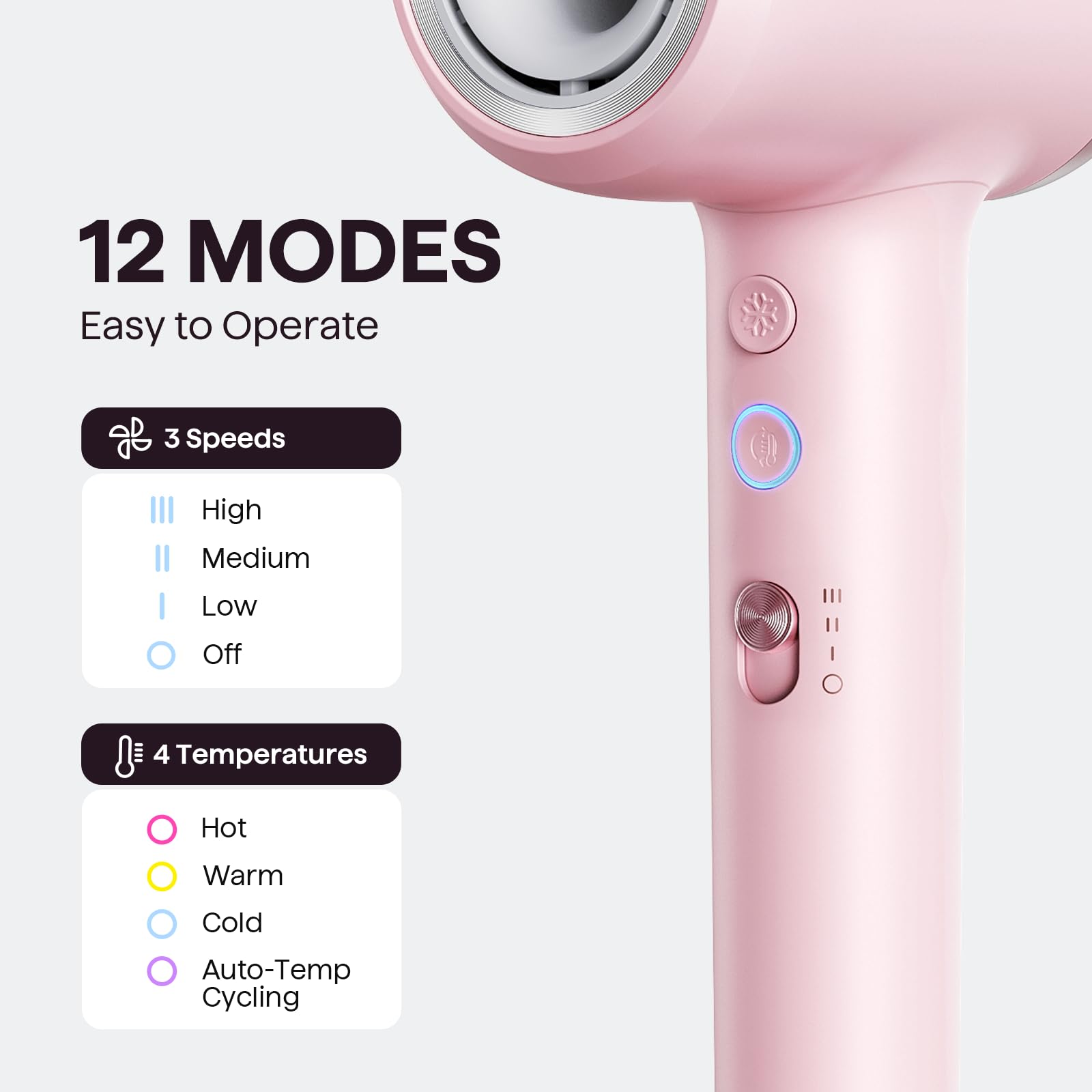 Foto 6 pulgar | Secador De Pelo Wavytalk Turflow Pro De Secado Rápido A 110 000 Rpm, Color Rosa - Venta Internacional.